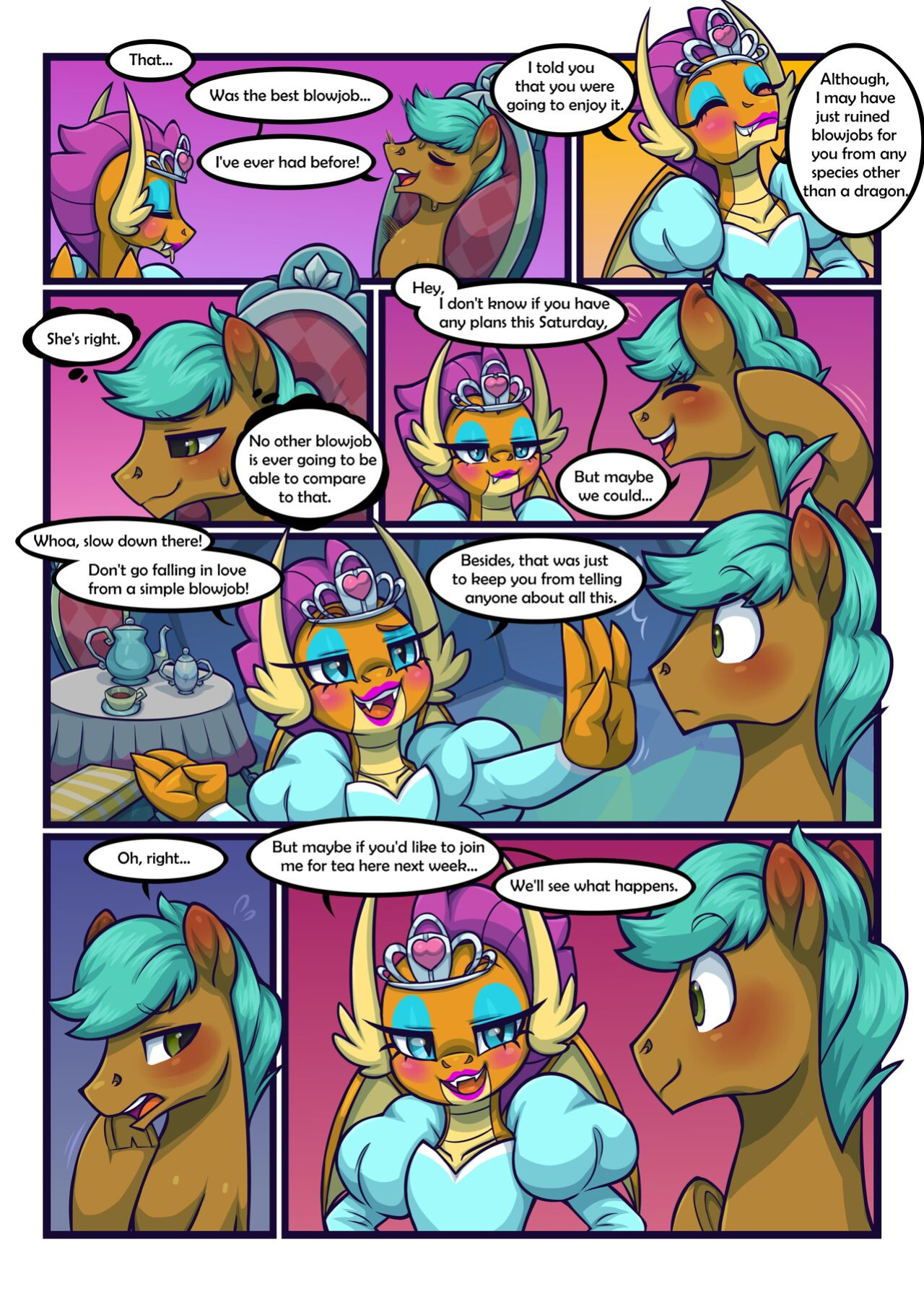 [Moonseeker(SketchySkylar)] tea party Smolder x OC comic