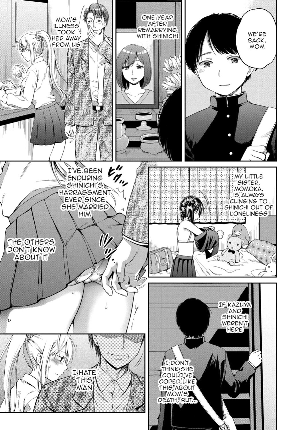 [Harusawa] Nisemono Kazoku - Gifu ni Ochite Iku Musume | Daughter Falling Into Stepfather Ch.1-4