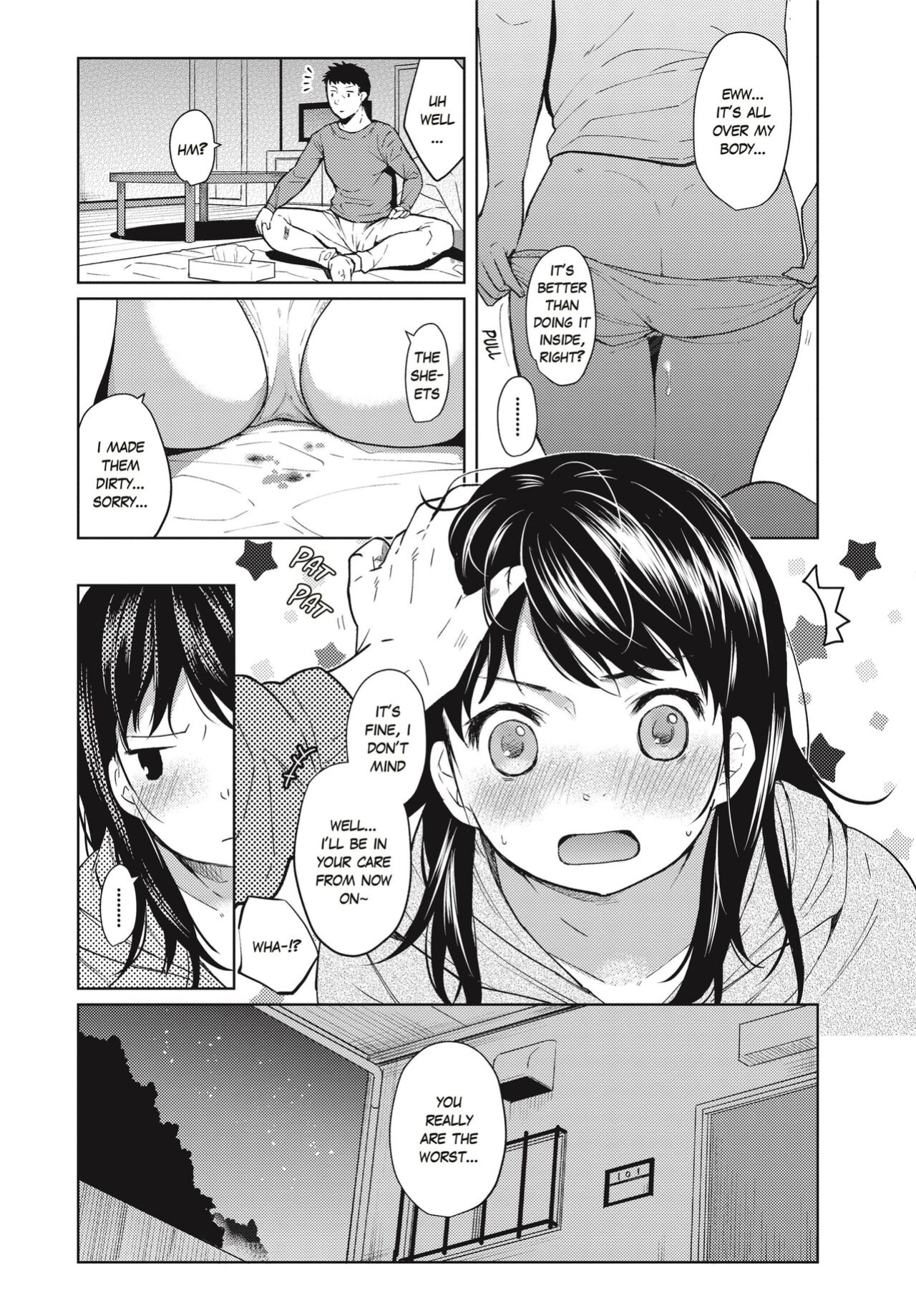 [Fumitsuki Sou] 1 Room Apartment + Highschool Girl Suddenly Living Together? Close Contact!? First Sex!!? Ch. 1 [Project-H]