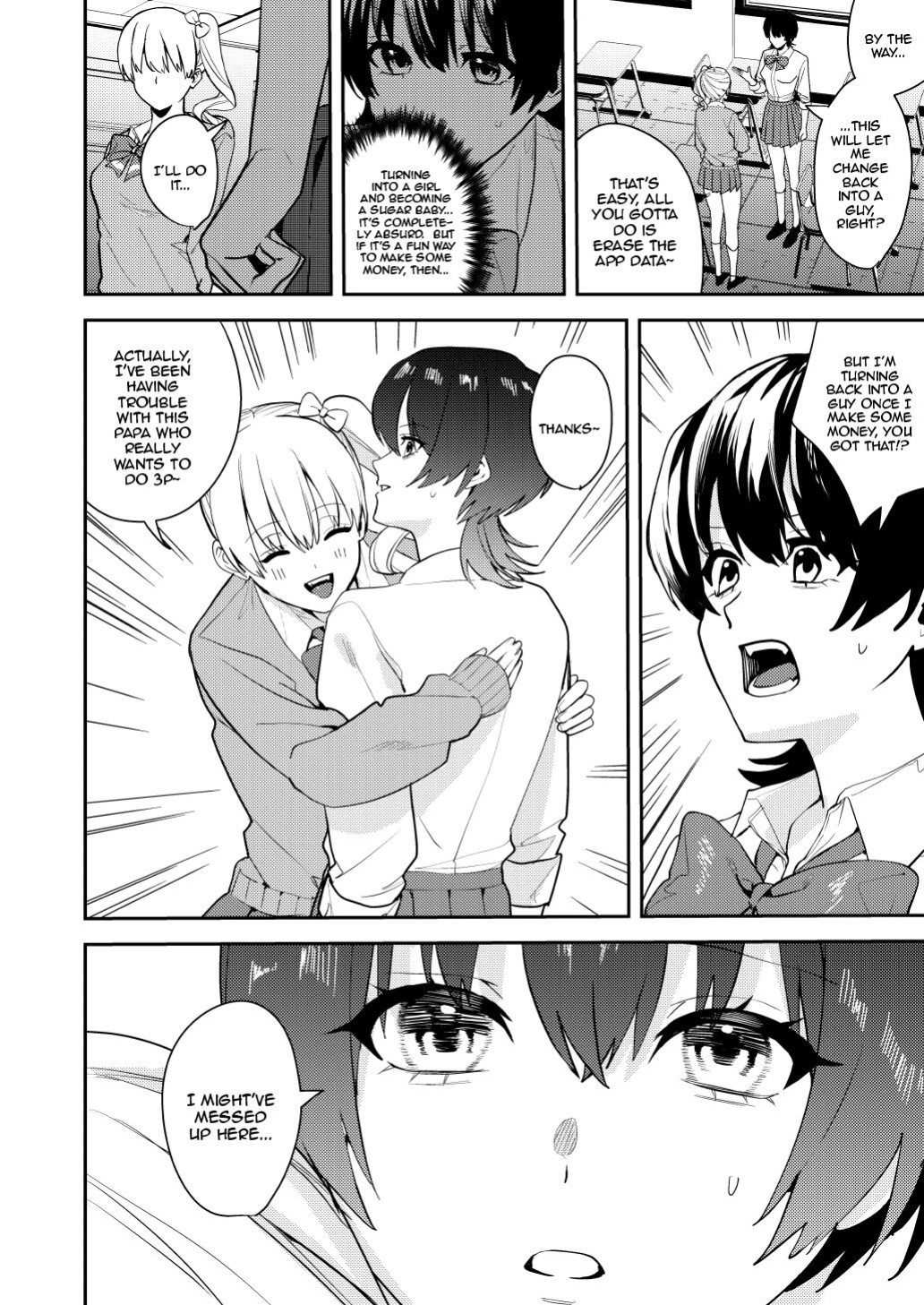 [Amuai Okashi Seisakusho (Betty, Konozama)] Papakatsu Nyotaika de Tanoshiku Kasegu! | Having Fun and Earning Some Money by Prostituting Myself After Turning Into a Girl!