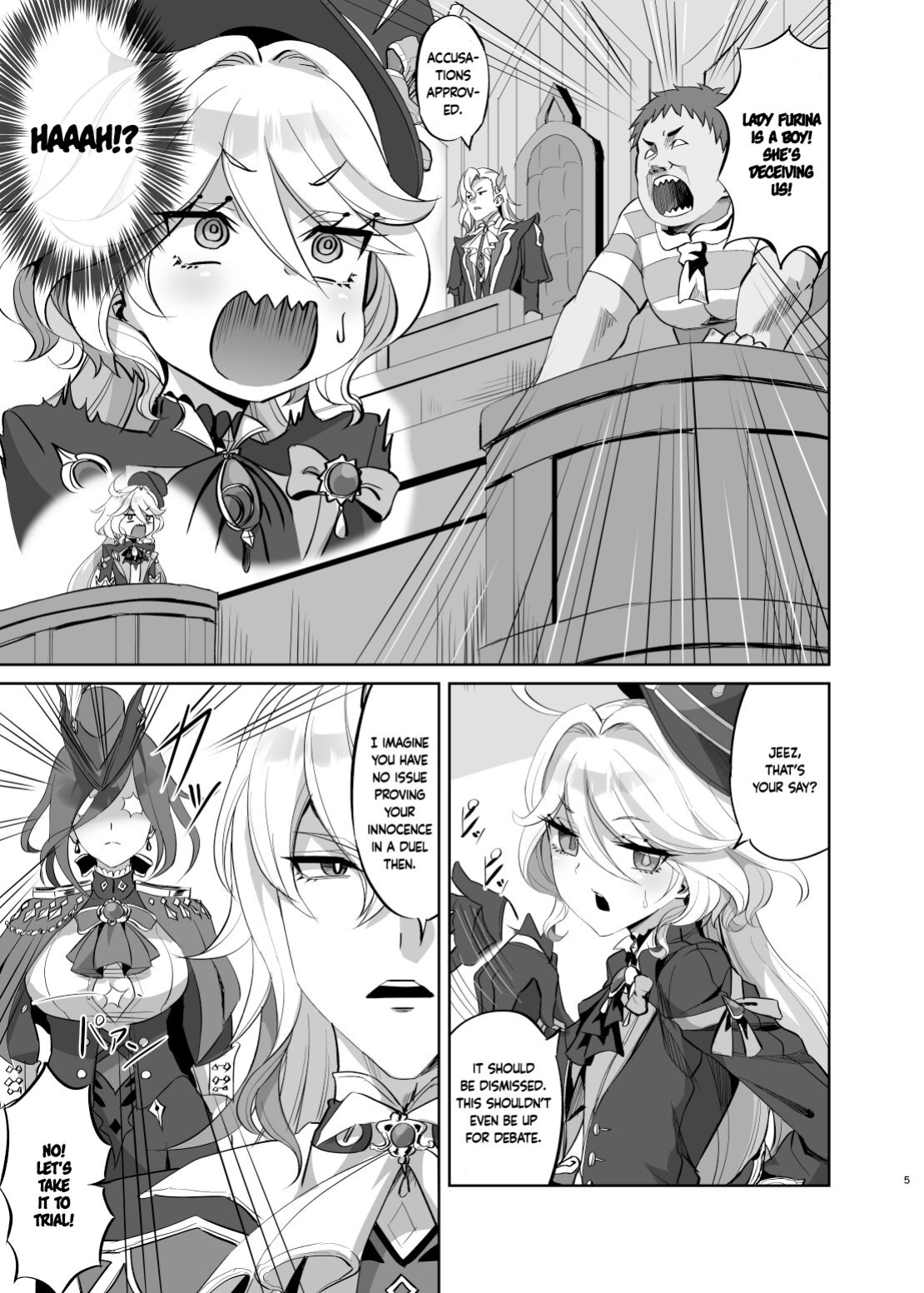 [Can Do Now! (Minarai Zouhyou)] Boku wa Otokonoko ja Nai! ~Suijin Dansei Giwaku Saiban Gijiroku~ | I am not a boy! ~The Trial of the Hydro Archons Suspected Manhood~ (Genshin Impact)