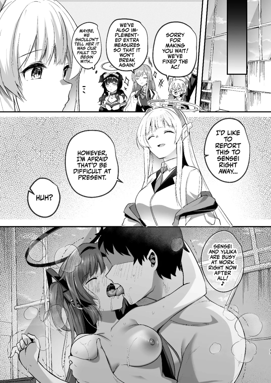 [Kuusou Monochrome (Abi)] Yuuka to Midsummer no Asedaku Office SEX | A Midsummer's Steamy Sex Session (Blue Archive) [Team Rabu2]