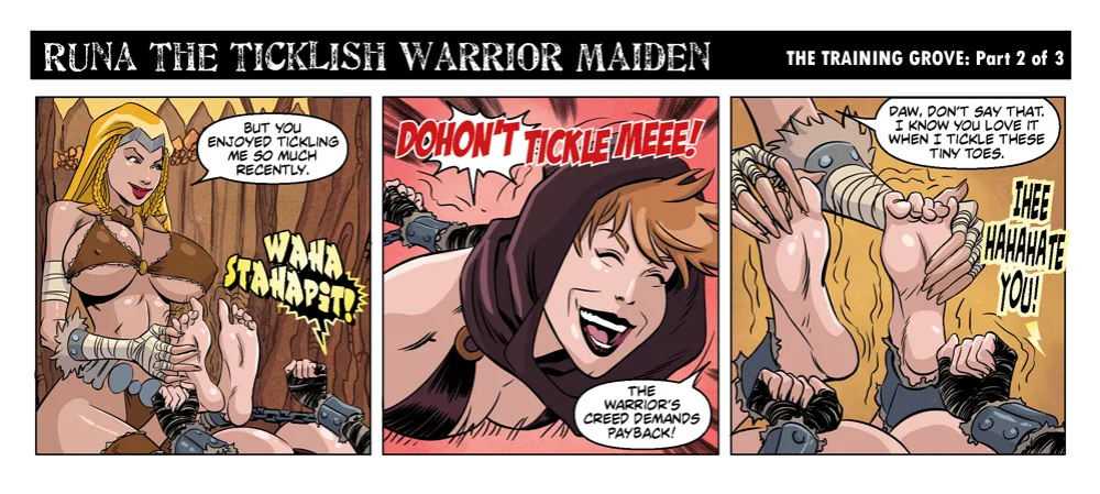 Bandito - The Ticklish Warrior Maiden - 3 Panel Comic
