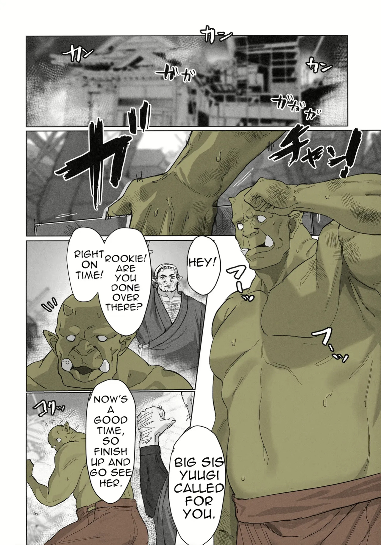 Yuugi Locked In A Grapple With An Orc 2