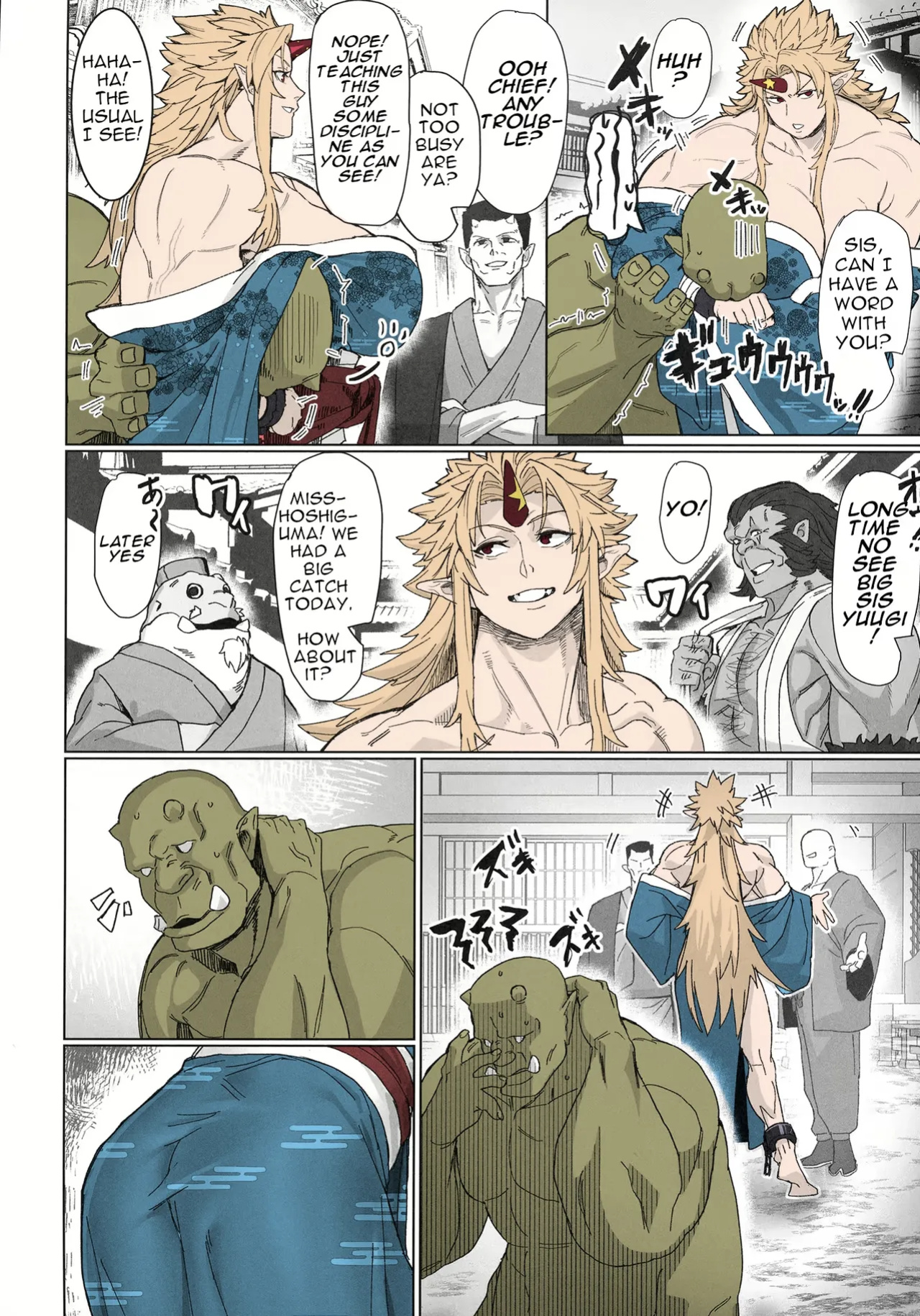 Yuugi Locked In A Grapple With An Orc 2
