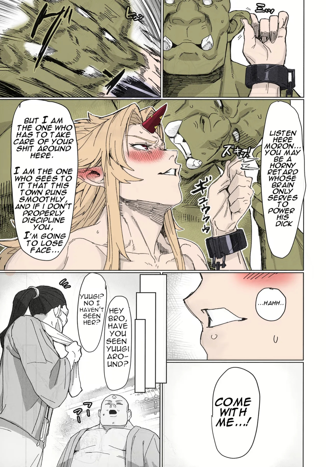 Yuugi Locked In A Grapple With An Orc 2