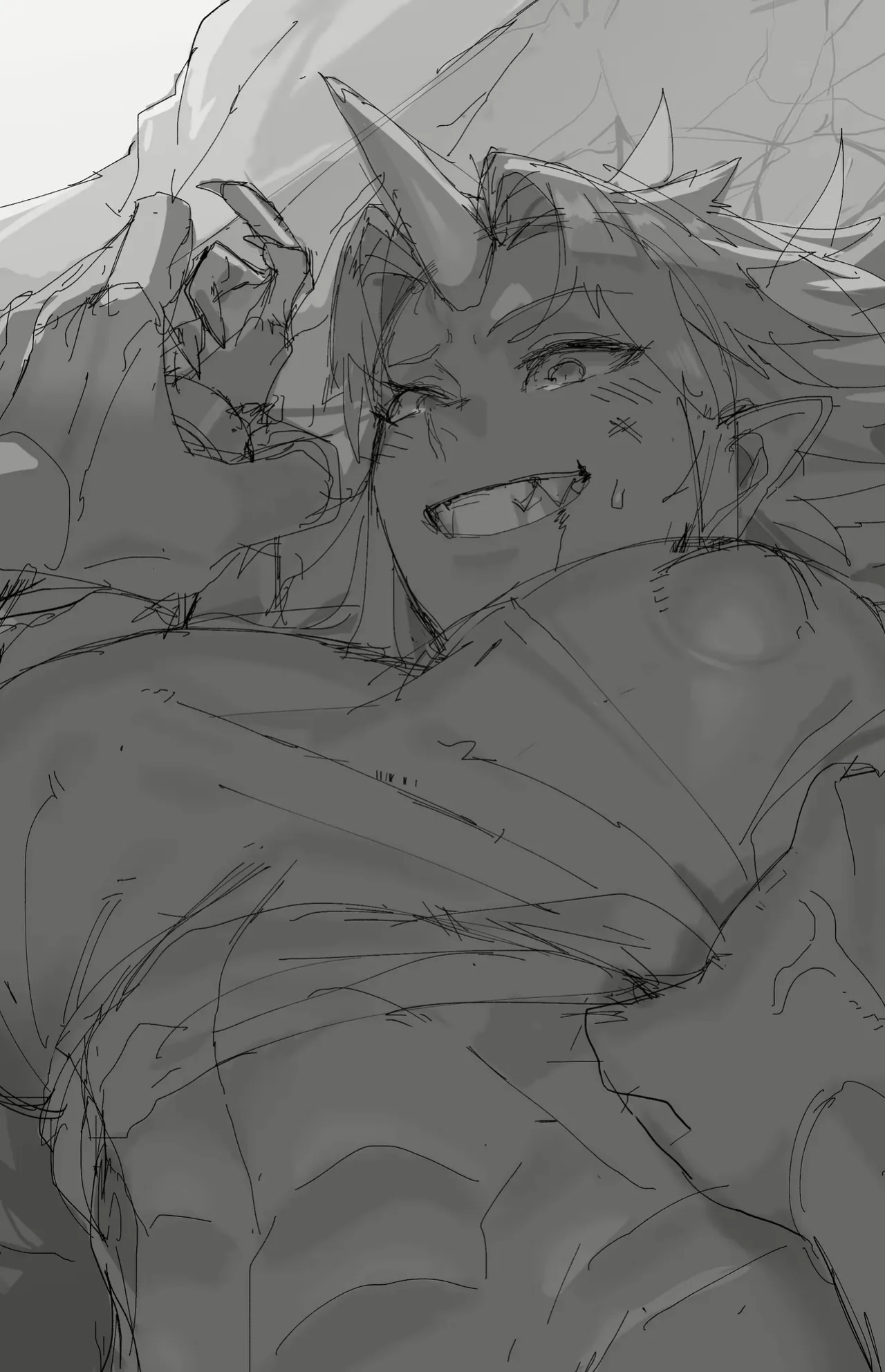 Yuugi Locked In A Grapple With An Orc 2