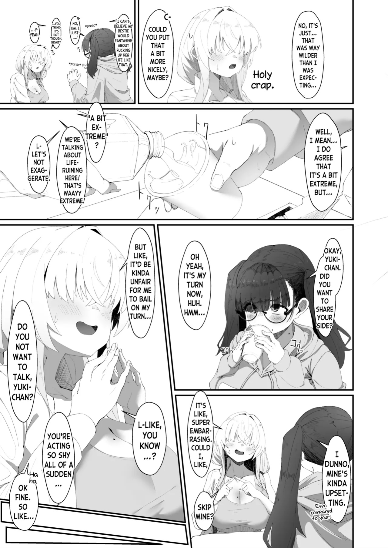 [Yotsuba no Suisou (FoN)] Koko de no Ohanashi wa Subete Mousou desu!! Jimi Kyonyuu Megane-chan to Mekakure Kyonyuu Gal-chan Futari no Yoru no Mousou Waidan | The Stories Depicted Here Are All Just Fantasies!! Plain Big Titty Glasses-chan and Covered-Eyes 