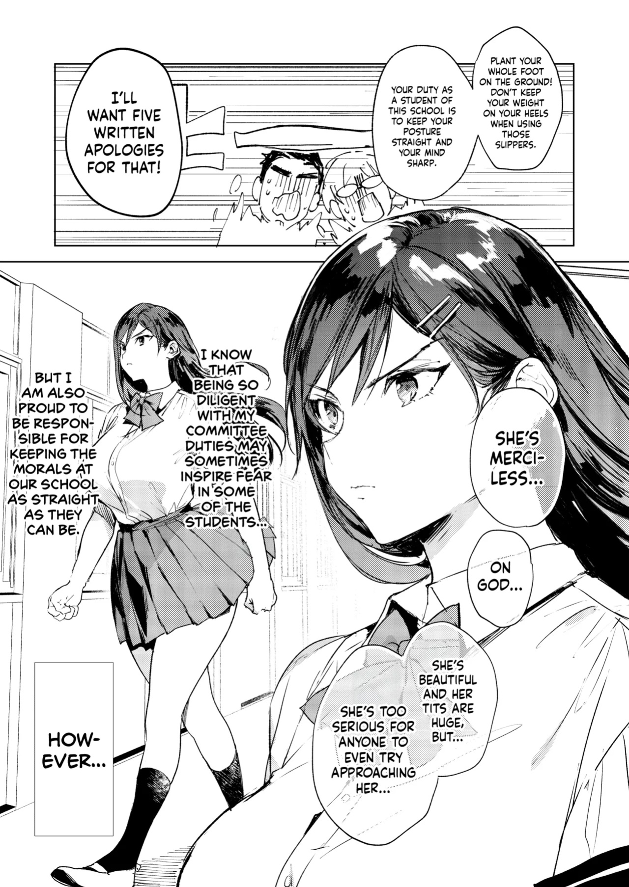 [BOOCH (Booch)] Kiritsu ni Kibishii Fuuki Iinchou wa Kounai de Himitsu no Dosukebe Onanie ga Yamerarenai! | The Strict Head of the DIsciplinary Committee Just Can't Stop Masturbating at School! [Shiromaru]