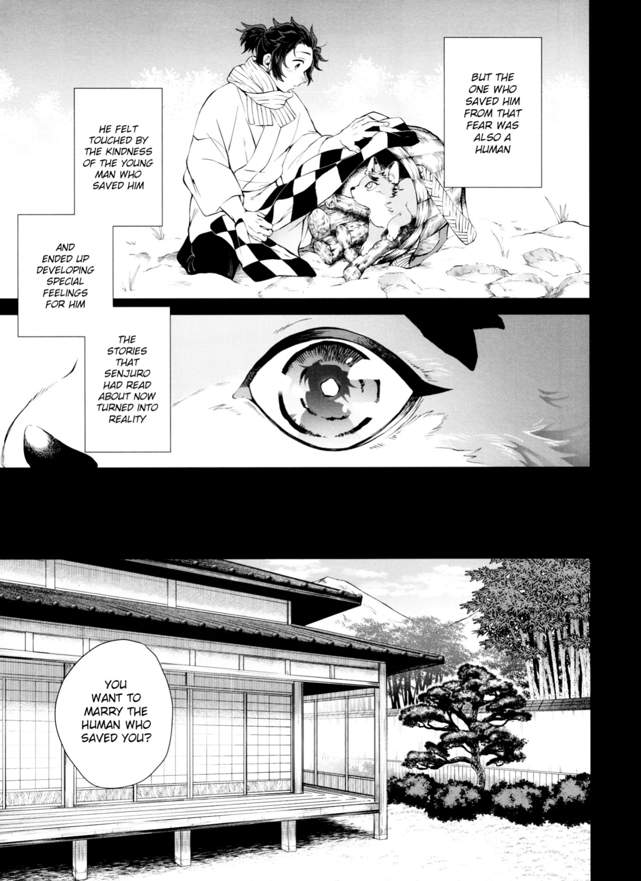 (Tanjoubi ni wa 1000 no Hanataba Hoshi ni Negai o. 2022) [Mekao (Den Meka)] Kitsune Musubi Ni | Tying the Knot with a Fox 2 (Kimetsu no Yaiba) {Chin²}