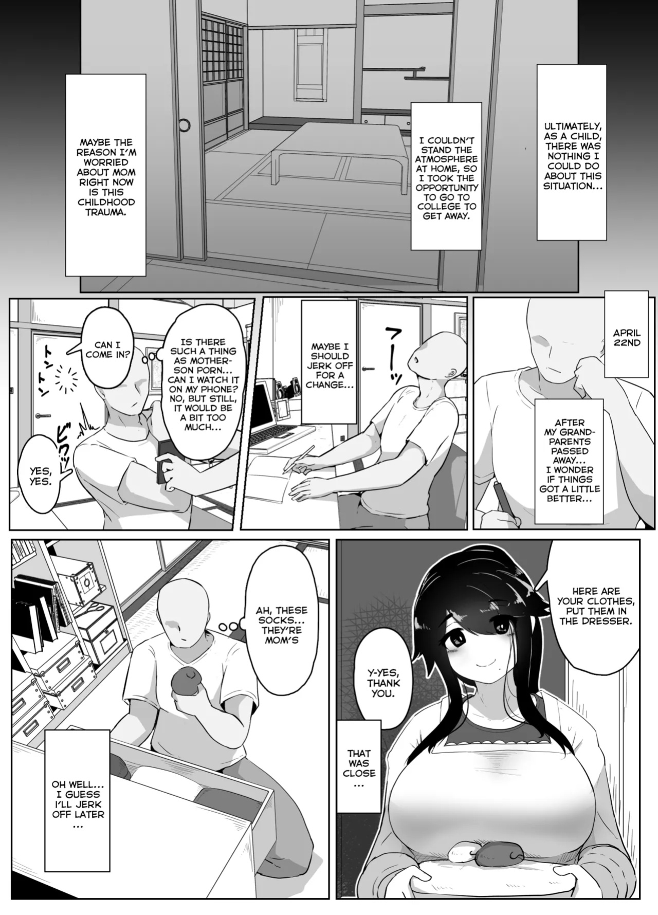 [hahayamoya (moya)] Oyasumi, Okaa-san I | Good Night, Mom I [MisterNoOne]