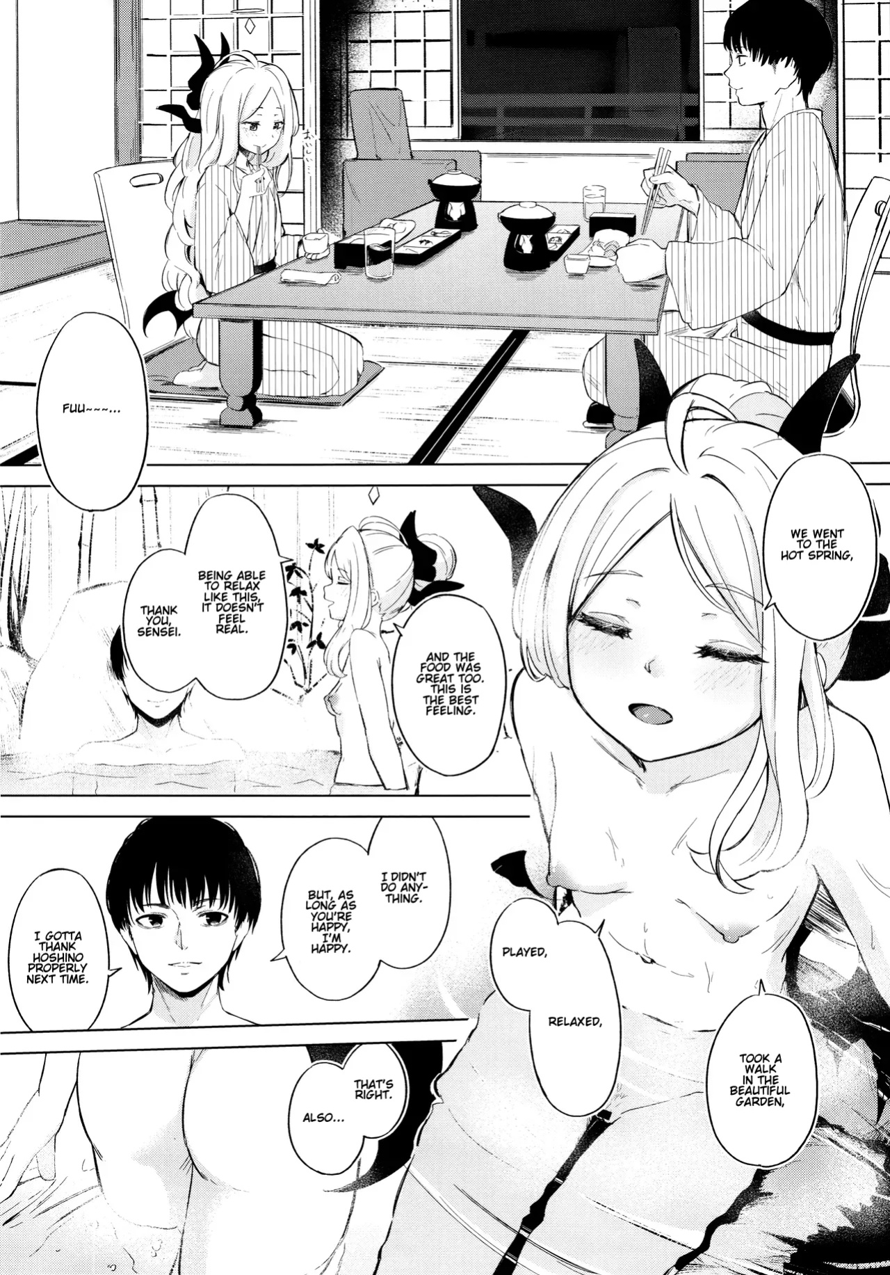 (C105) [Funiai-Ice (Funiai Riko)] Going to a steamy private outdoor hot spring with a clingy chairwoman (Blue Archive)