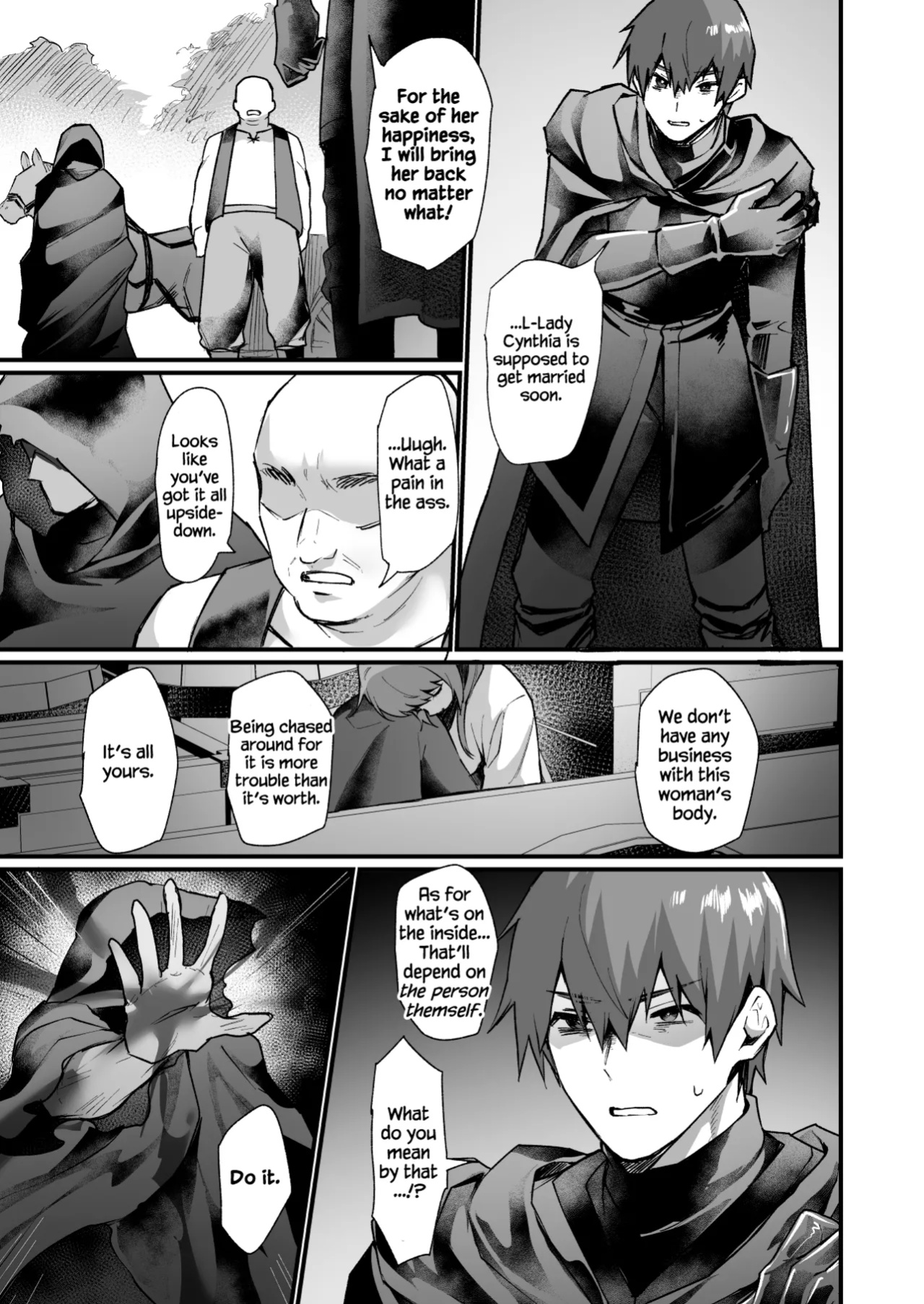 [Doujin Echigoya (Echigoya Takeru)] Goei Kishi no Irekawari Nyotaika Mission! | The Escort Knight's Bodyswapping Genderbending Mission! [Dummie]