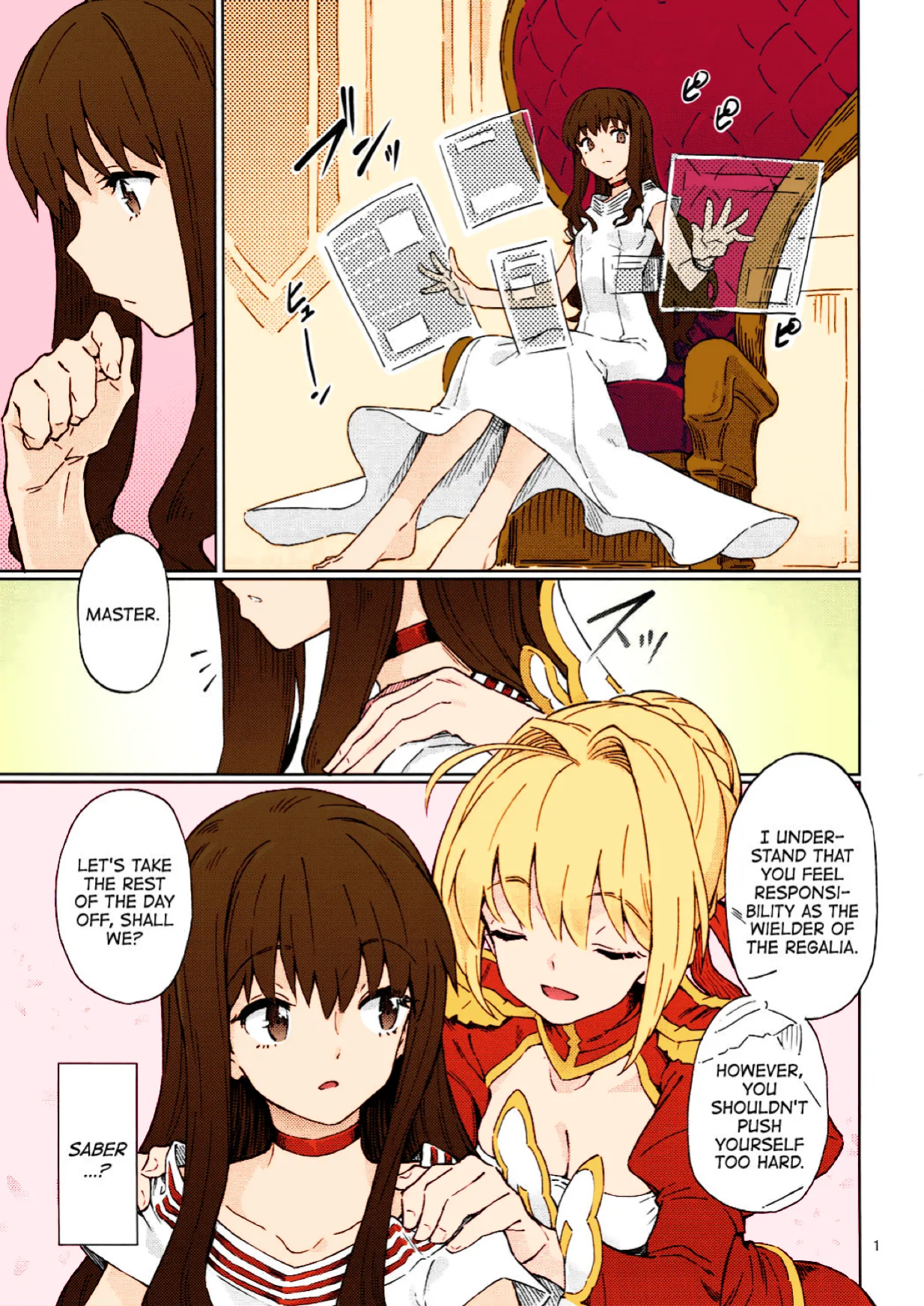 (COMIC1☆11) [Gokusaishiki (Aya Shachou)] Koutei Tokken sEXtella | Imperial Privilege sEXtella (Fate/EXTELLA) [ATF] [Colorized]