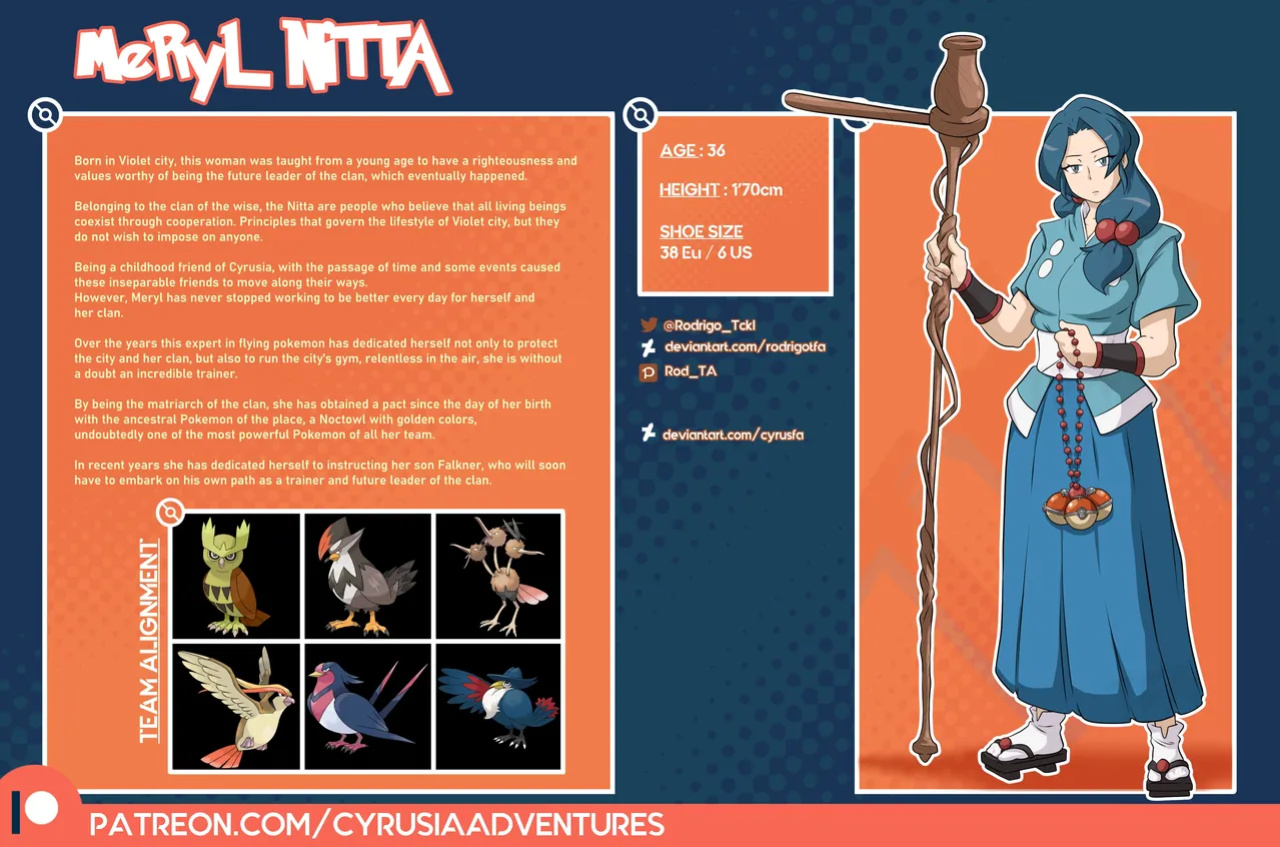 [rodrigotfa] 1. Cyrusia's Adventures / Lore Infos / Character Sheets / New Gym Leaders