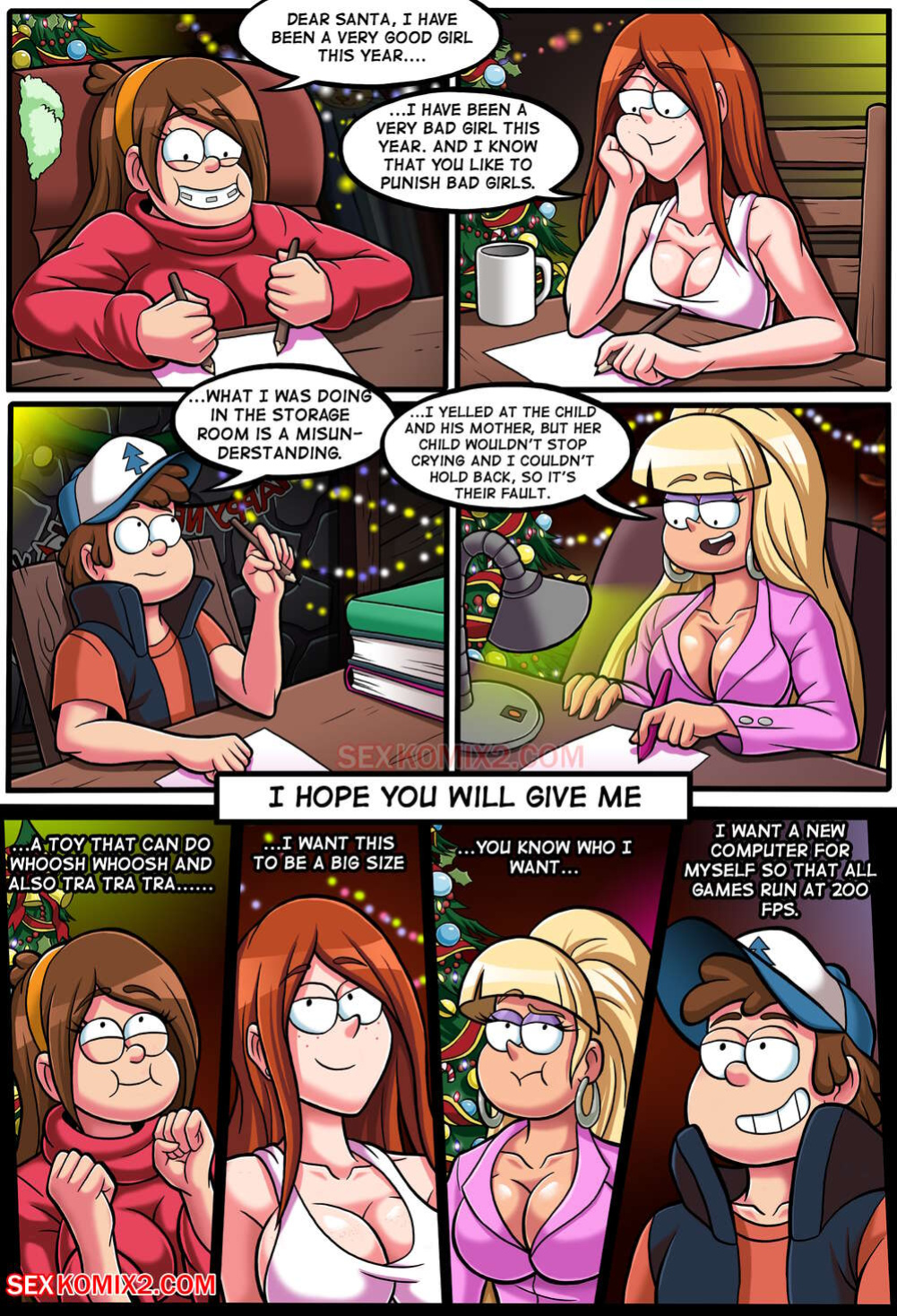 [SexKomix] New year party and a big pink teddy bear (Gravity Falls)