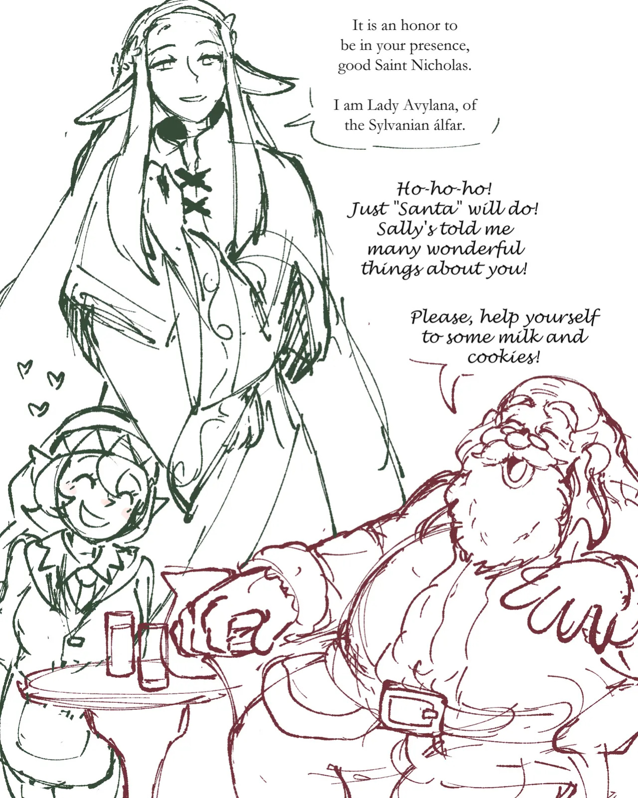 [jsketch12 art] Epic Santa Elf x Fantasy Elf Yuri