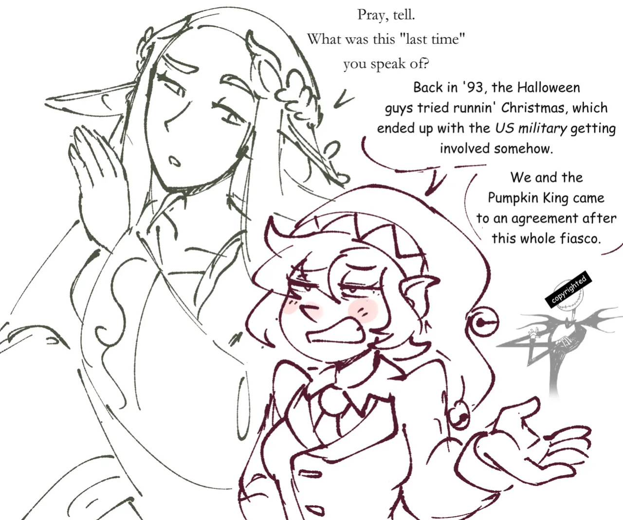 [jsketch12 art] Epic Santa Elf x Fantasy Elf Yuri