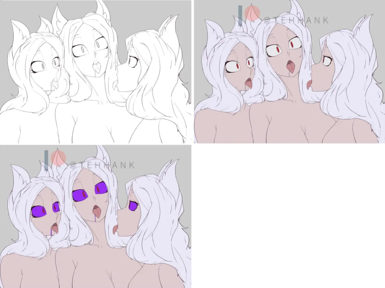 [TehHank] Cerberus' Triple Blowjob (Helltaker)