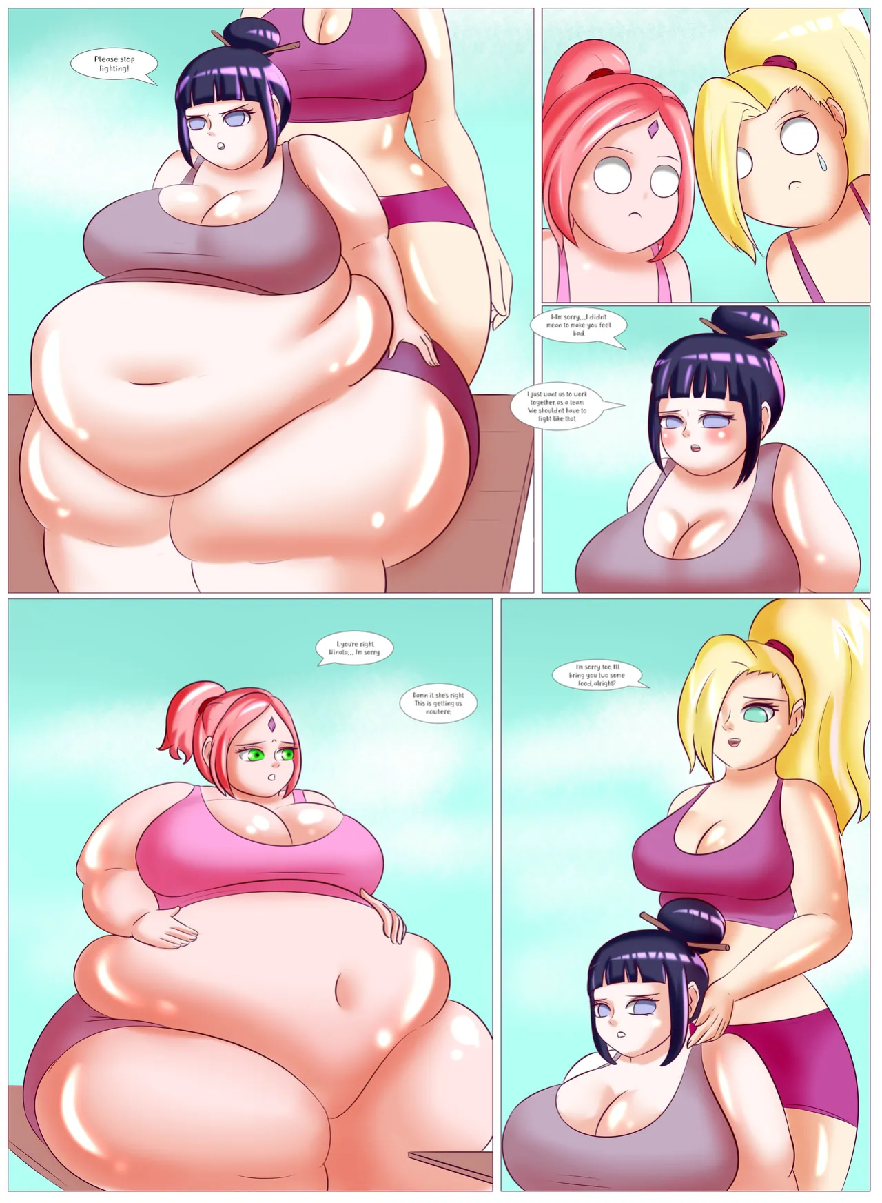 Sakura, Hinata, Tsunade weight gain