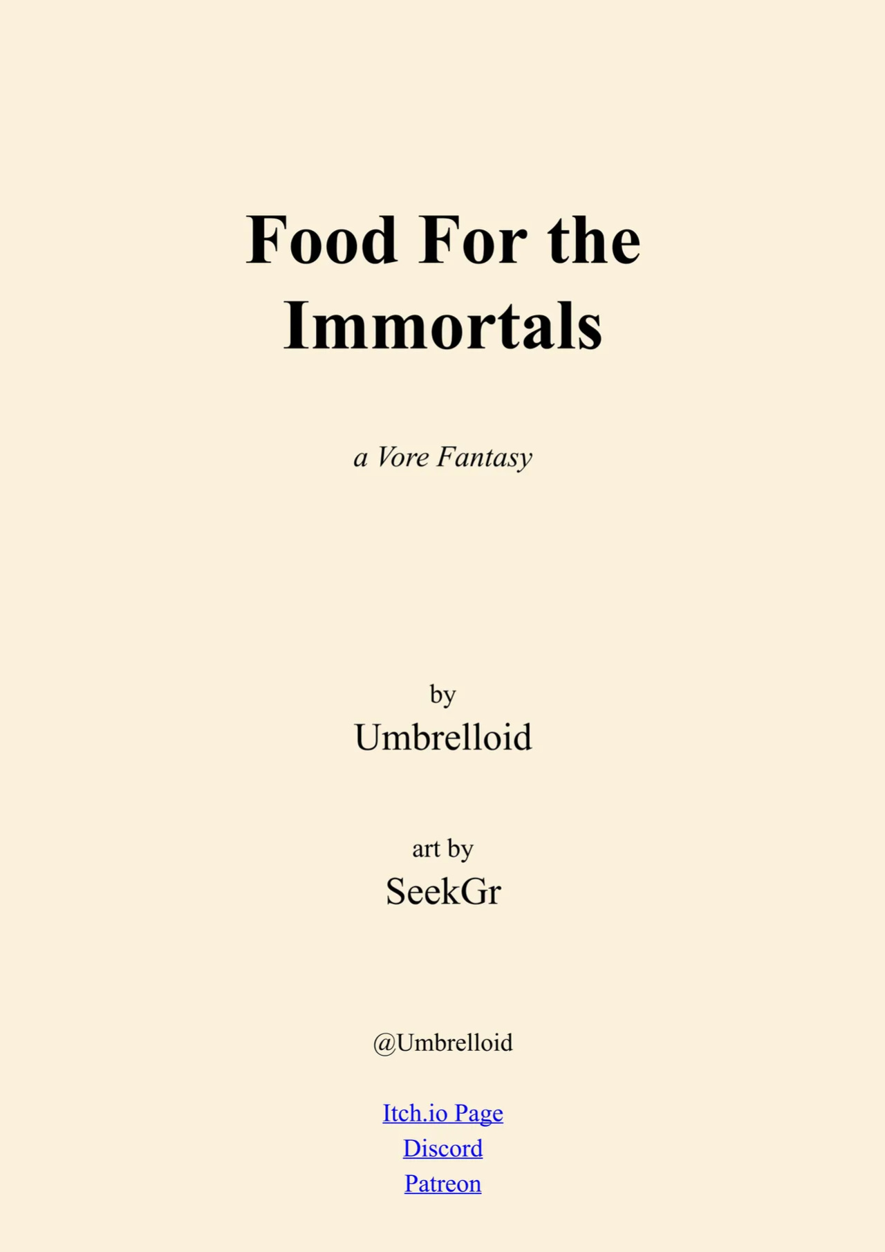 Food for the immortals 1