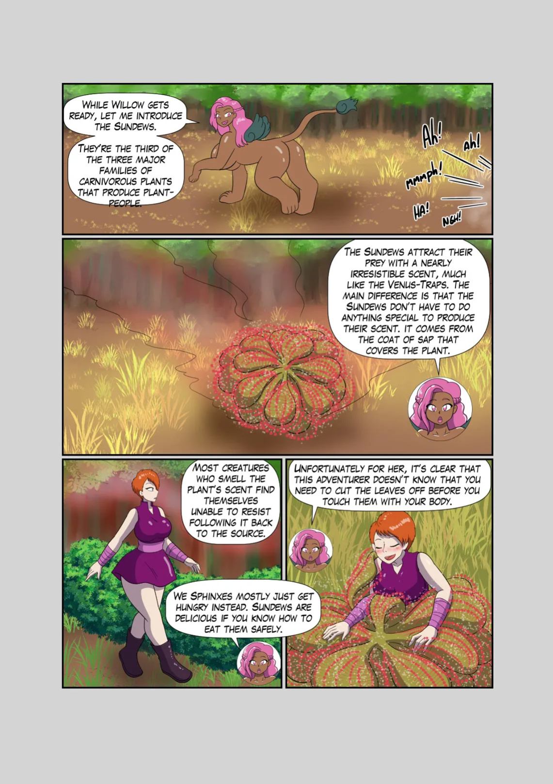 [LadyDrasami] Willow's Guide to Carnivorous Plantgirls Vol. 3: Sundews and Flypaper Traps