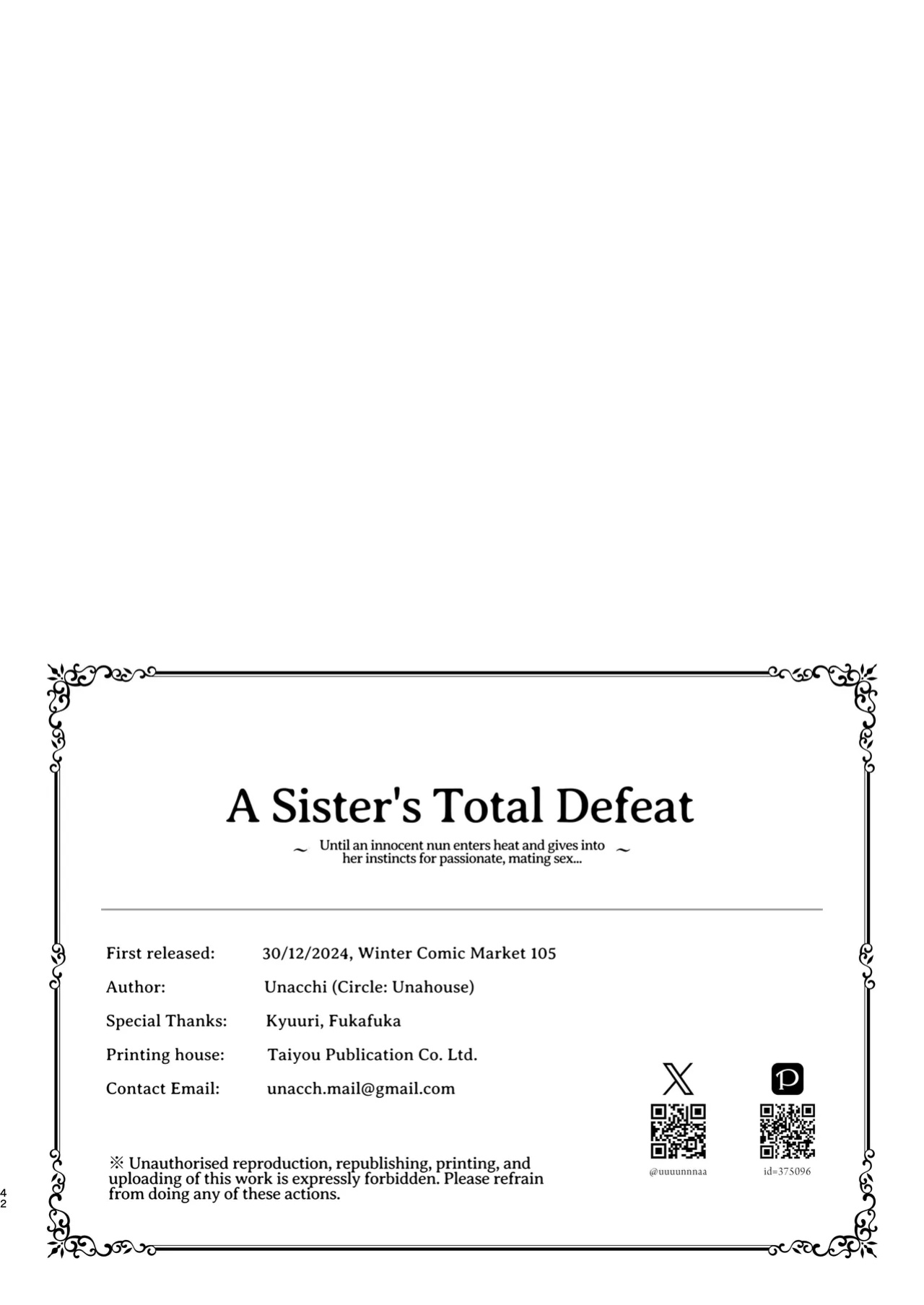 [Unahouse (Unacchi)] Sister Kanzen Haiboku. ~Muchi na Sister ga honnou de Hatsujo Koubi Surumade~｜A Sister's Absolute Defeat Until an Innocent Nun Enters Heat and Indulges in Passionate Mating Sex [Kusanuu]