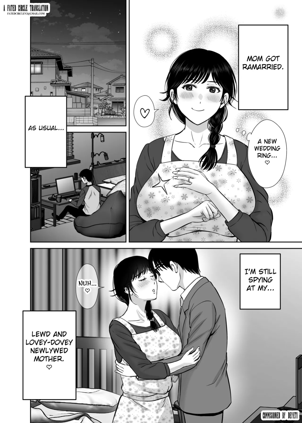 [Melon no Hoshiboshi (Hoshiduki Melon)] Kyonyuu Kaa-san ga Boku no Me mo Mae de 2 ~Bonyuu Mamire de Ikimakutta Hanashi~ (english) (Fated Circle)
