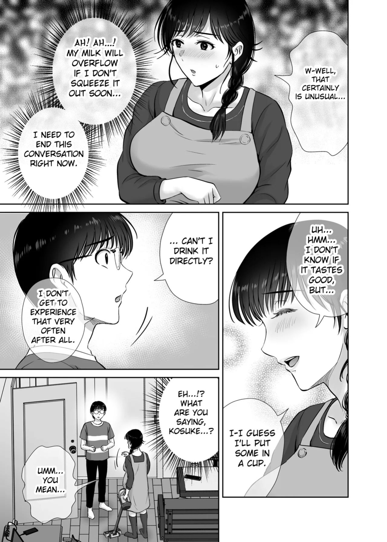 [Melon no Hoshiboshi (Hoshiduki Melon)] Kyonyuu Kaa-san ga Boku no Me mo Mae de 2 ~Bonyuu Mamire de Ikimakutta Hanashi~ (english) (Fated Circle)