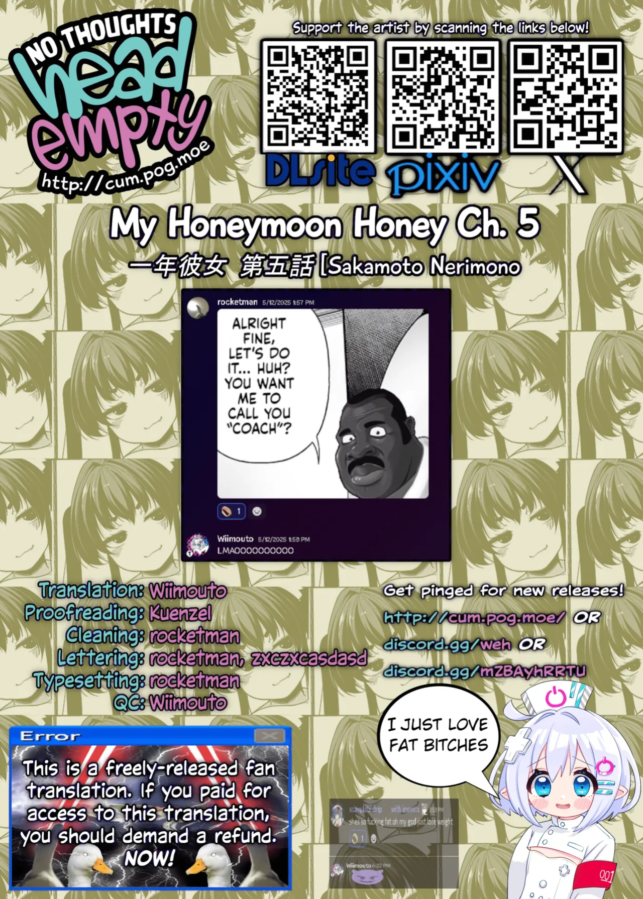 [Sakamata Nerimono] Ichinen Kanojo 5 | My Honeymoon Honey Ch. 5 [head empty + Wiimouto]
