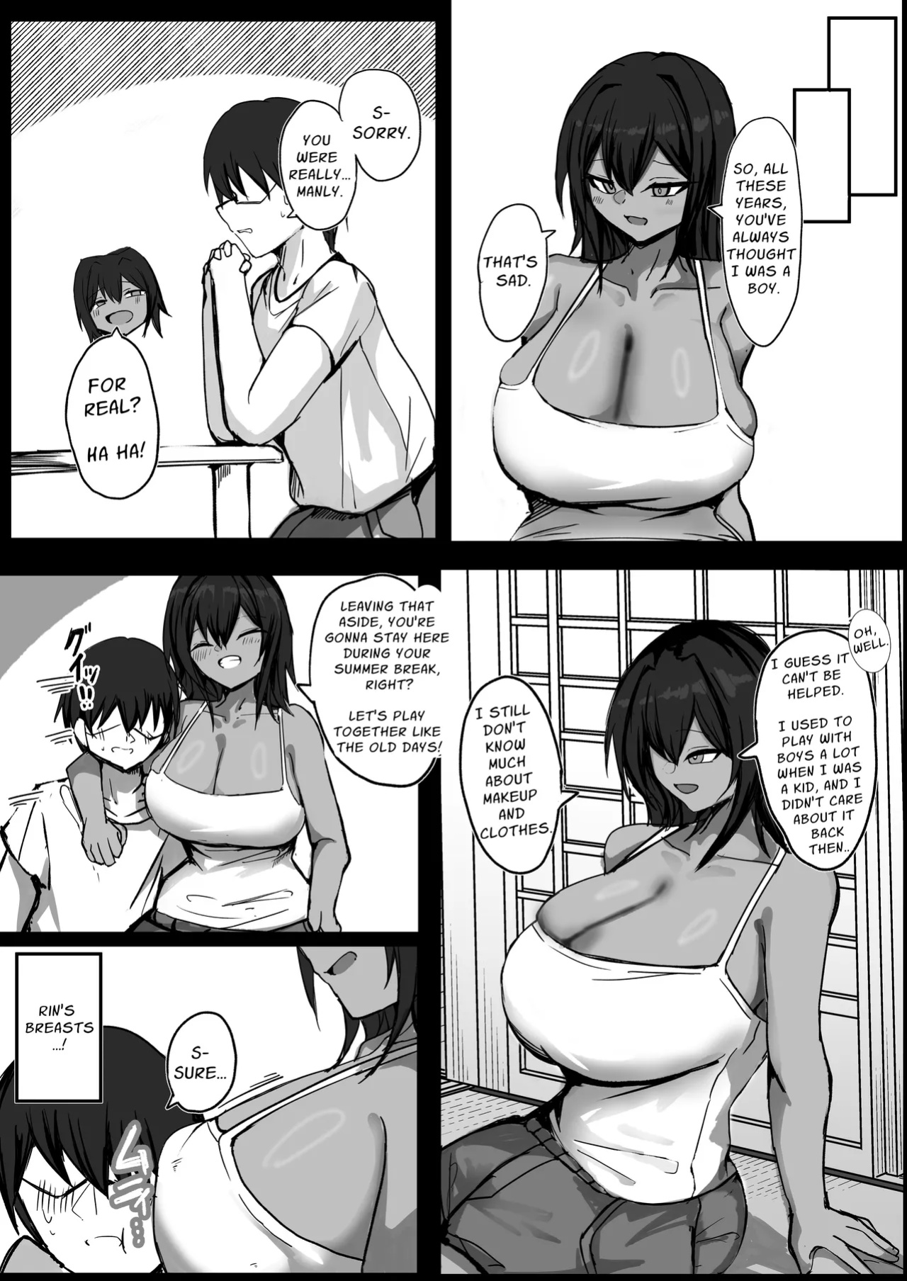 [Aoi Hoshi ni Maiorita Dark Angel] Sex With My Tanned Busty Friend Who I Used To Think Was A Guy (Part 1) [Solid Rose]