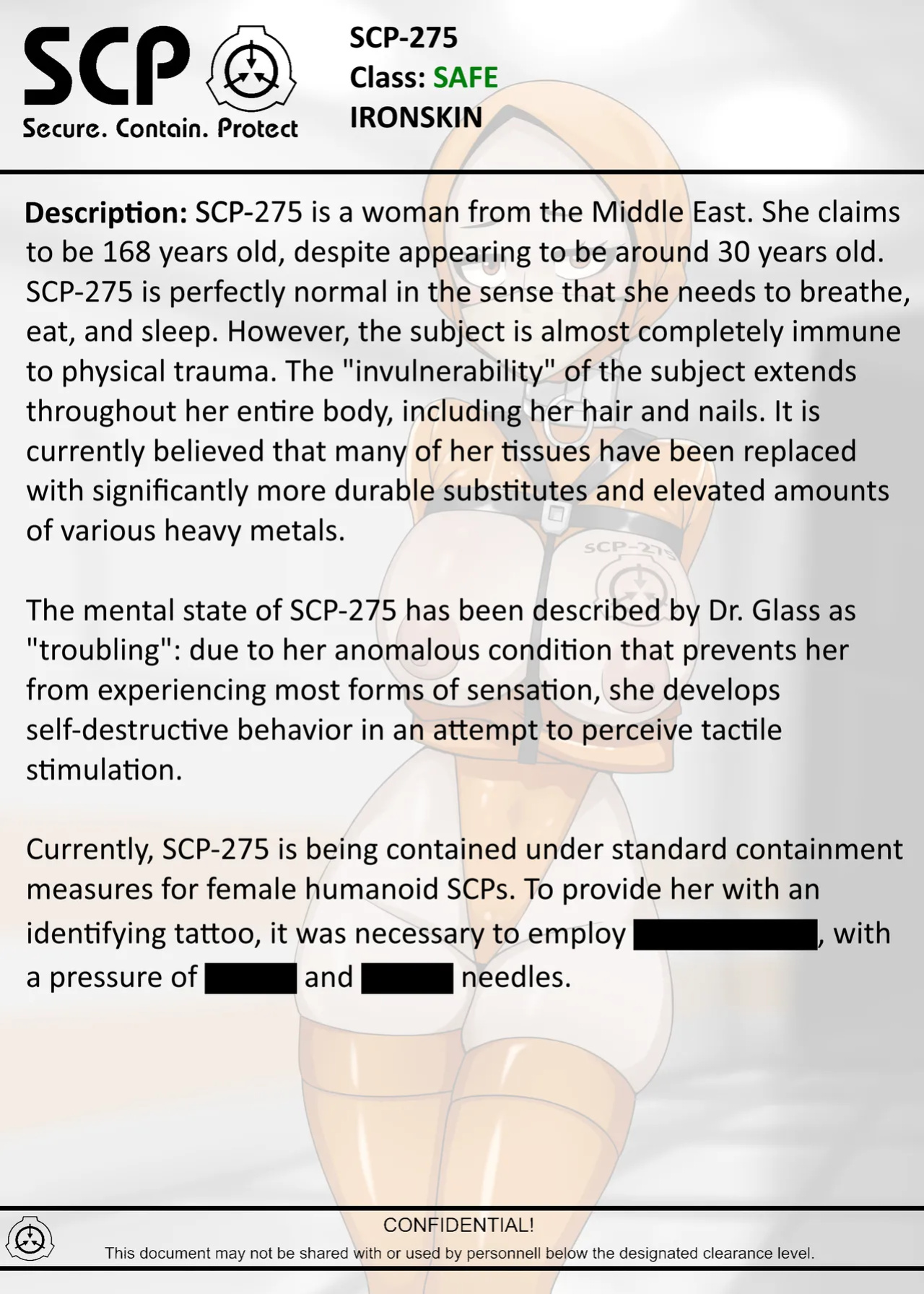 [AnanaKawaii] SCP-275 IRONSKIN (SCP Foundation)