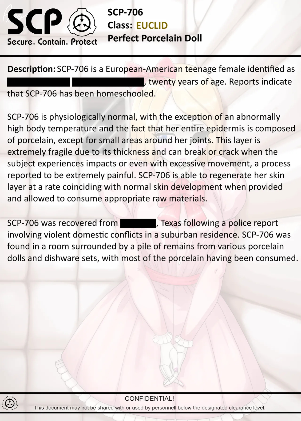[AnanaKawaii] SCP-706 Perfect Porcelain Doll (SCP Foundation)