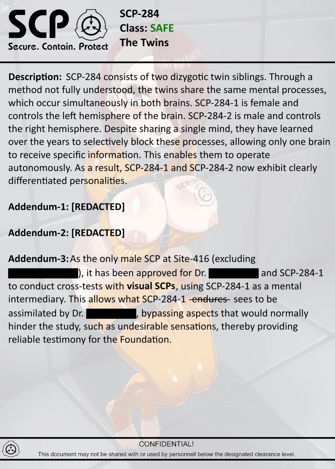 [AnanaKawaii] SCP-EXTRA-05 "Dr.███ & SCP-284-1" (SCP Foundation)