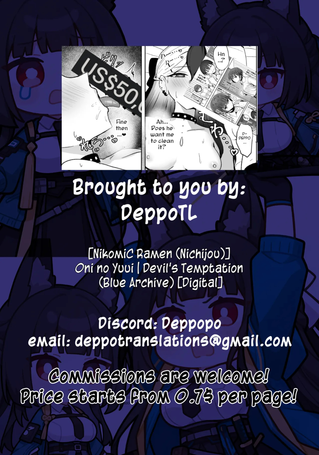 [NikomiC Ramen (Nichijou)] Oni no Sasoi | Devil's Temptation (Blue Archive) [DeppoTL]