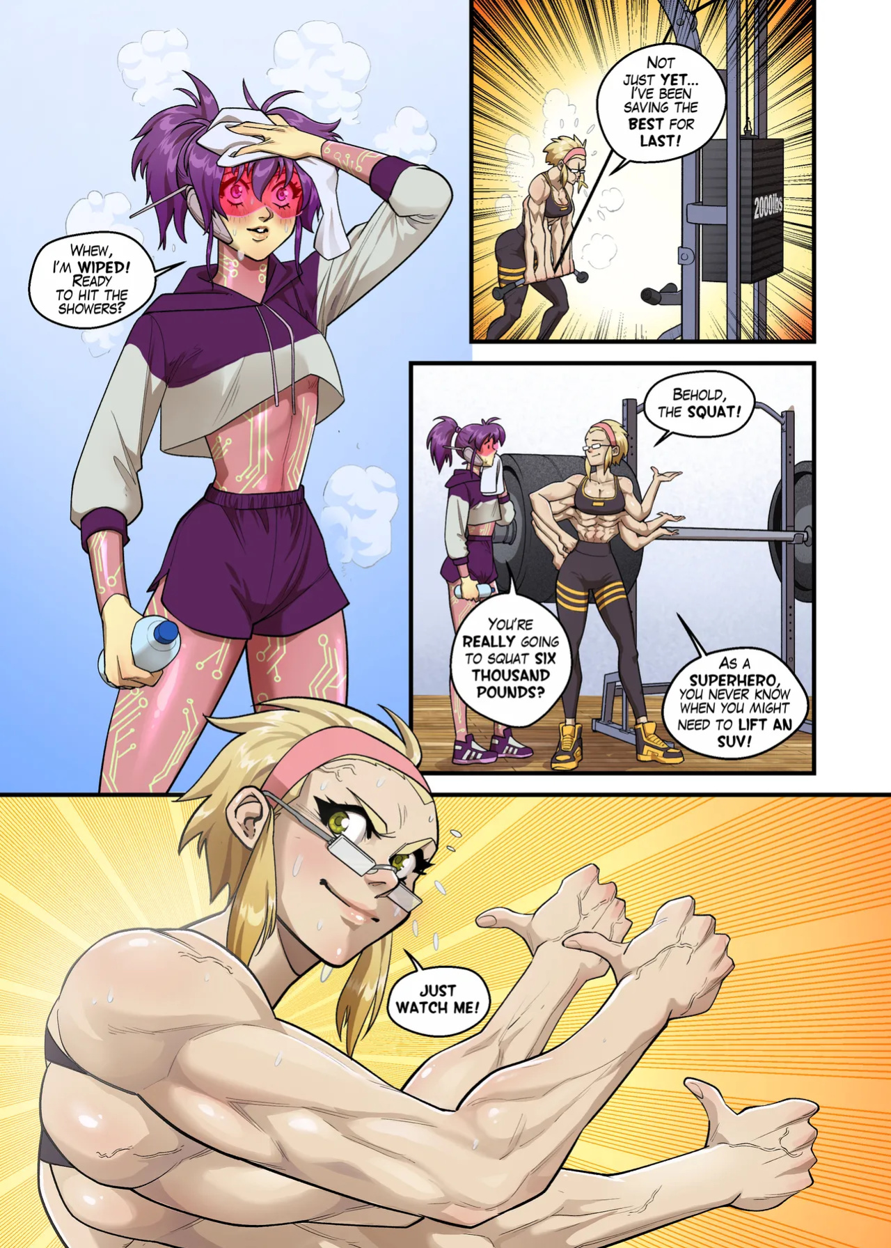 Spinny and Mecha Maid Hit the Gym (Spinnerette)