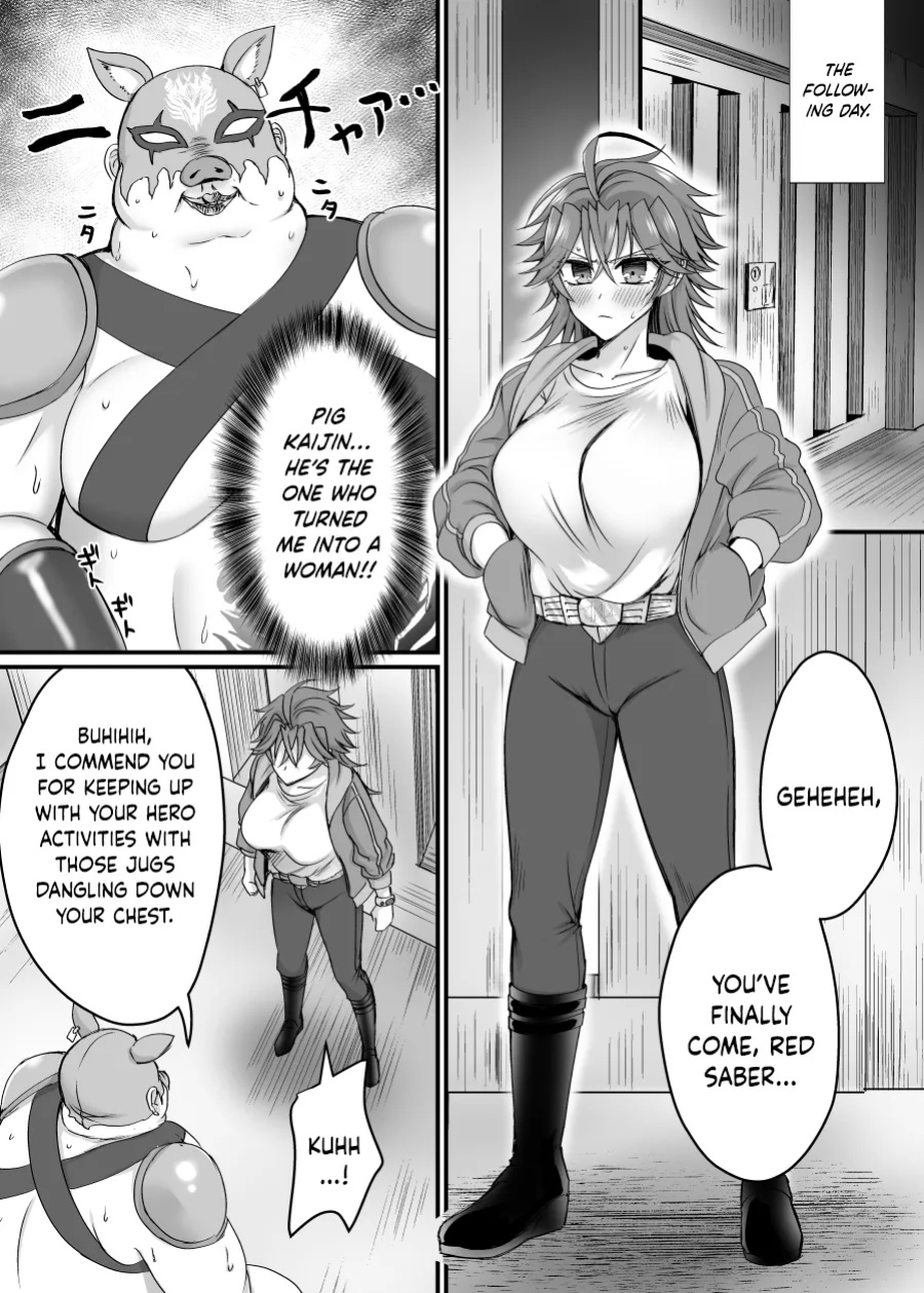 [Amaia Okashi Seisakusho (Moegi Oji-san)] Saber Red ~Seigi no Zako Onna Sentouin Hero~ | Saber Red ~The Weakling Female Fighter Hero of Justice ~