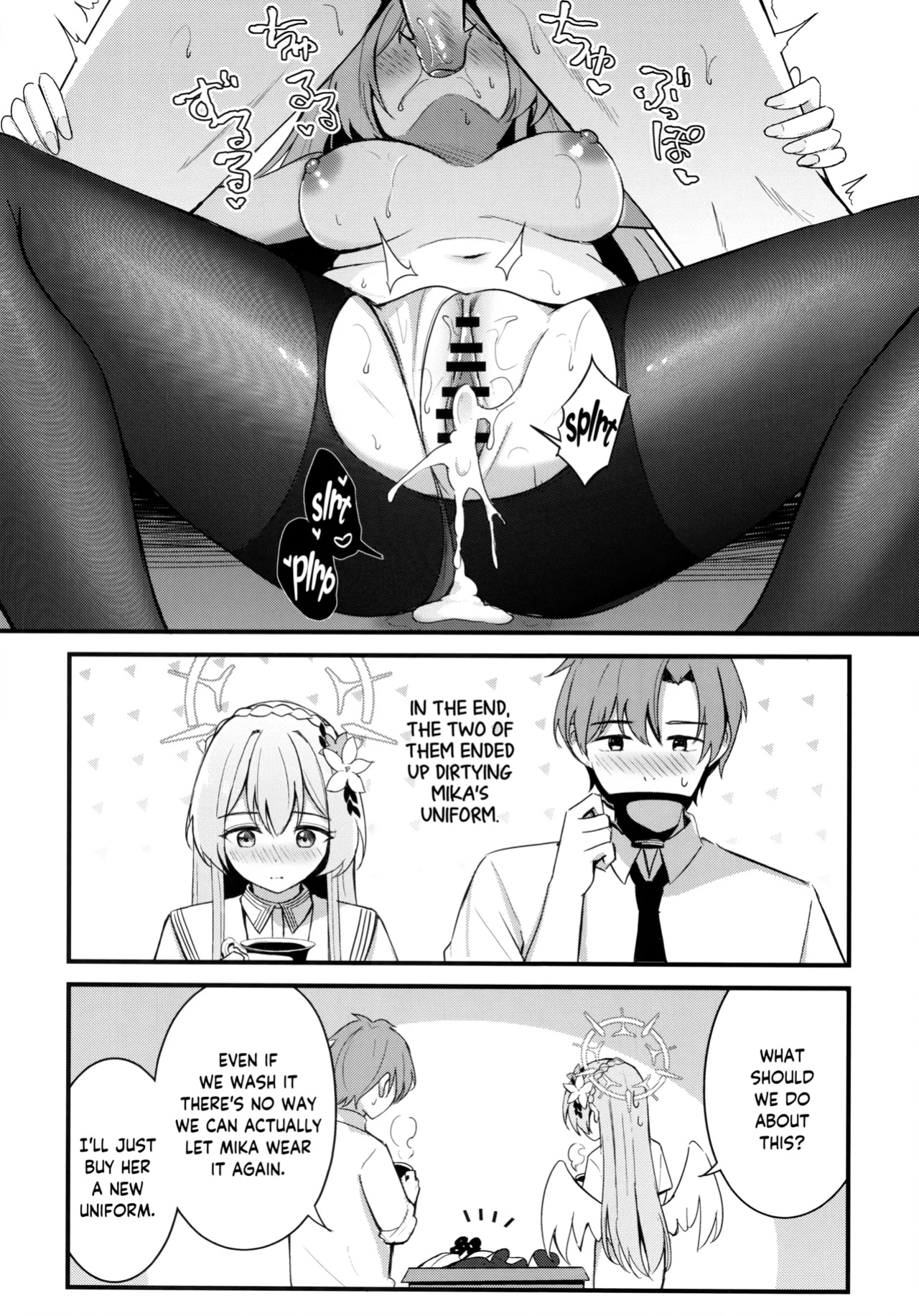 (C104) [Koniro Kajitsu (KonKa)] Seifuku o Yogosanaide | Don't get it on the uniform! (Blue Archive) [Tea Party Scans]