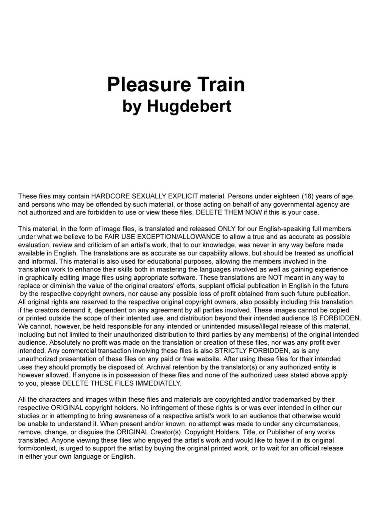 [Hugdebert] Pleasure Train