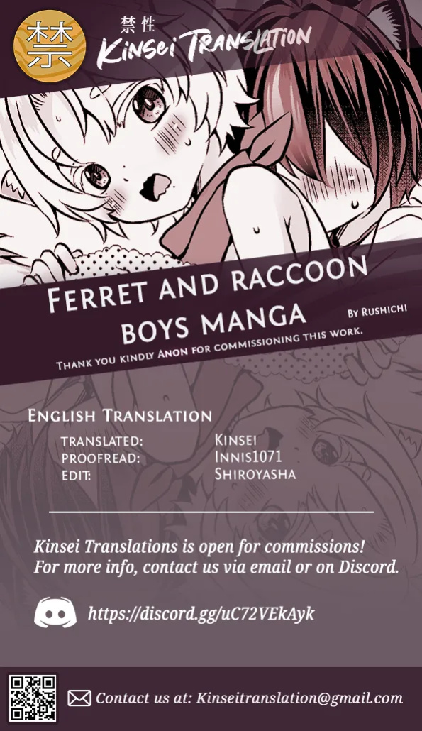 [Rushichi] Araiguma to Ferret no Otokonoko-tachi no Manga | Ferret and raccoon boys manga [English] [Kinsei Translations] [Decensored]
