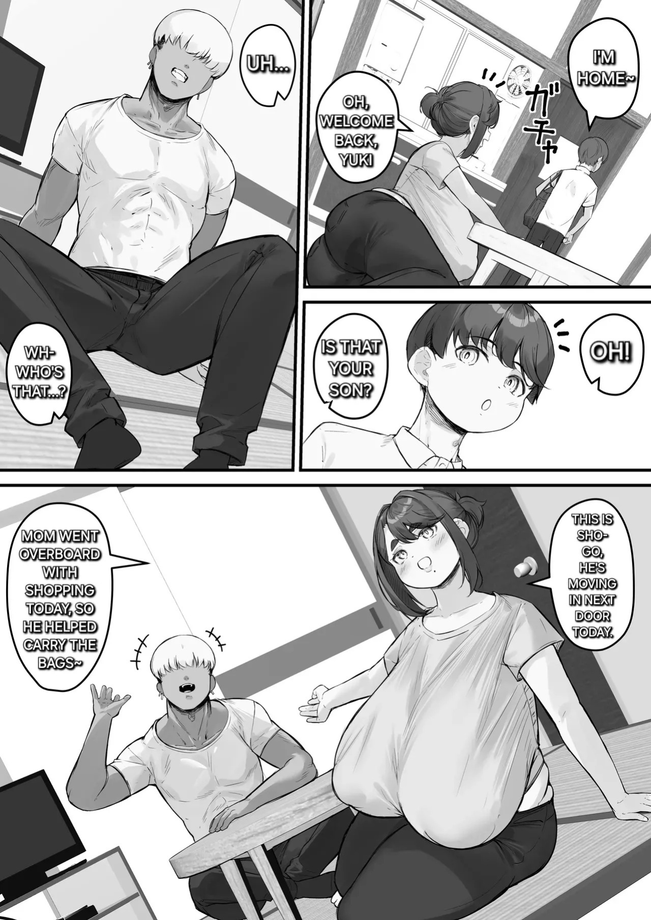 [Baku-π-dou (Kuchi VE)] Chara Otoko ni Netorareru Tare Deka Nagachichi Kaa-san 1 _ The Busty Mom with Long, Sagging Breasts Gets Seduced by a Playboy – Part 1 [English] [Alyssaquenn]