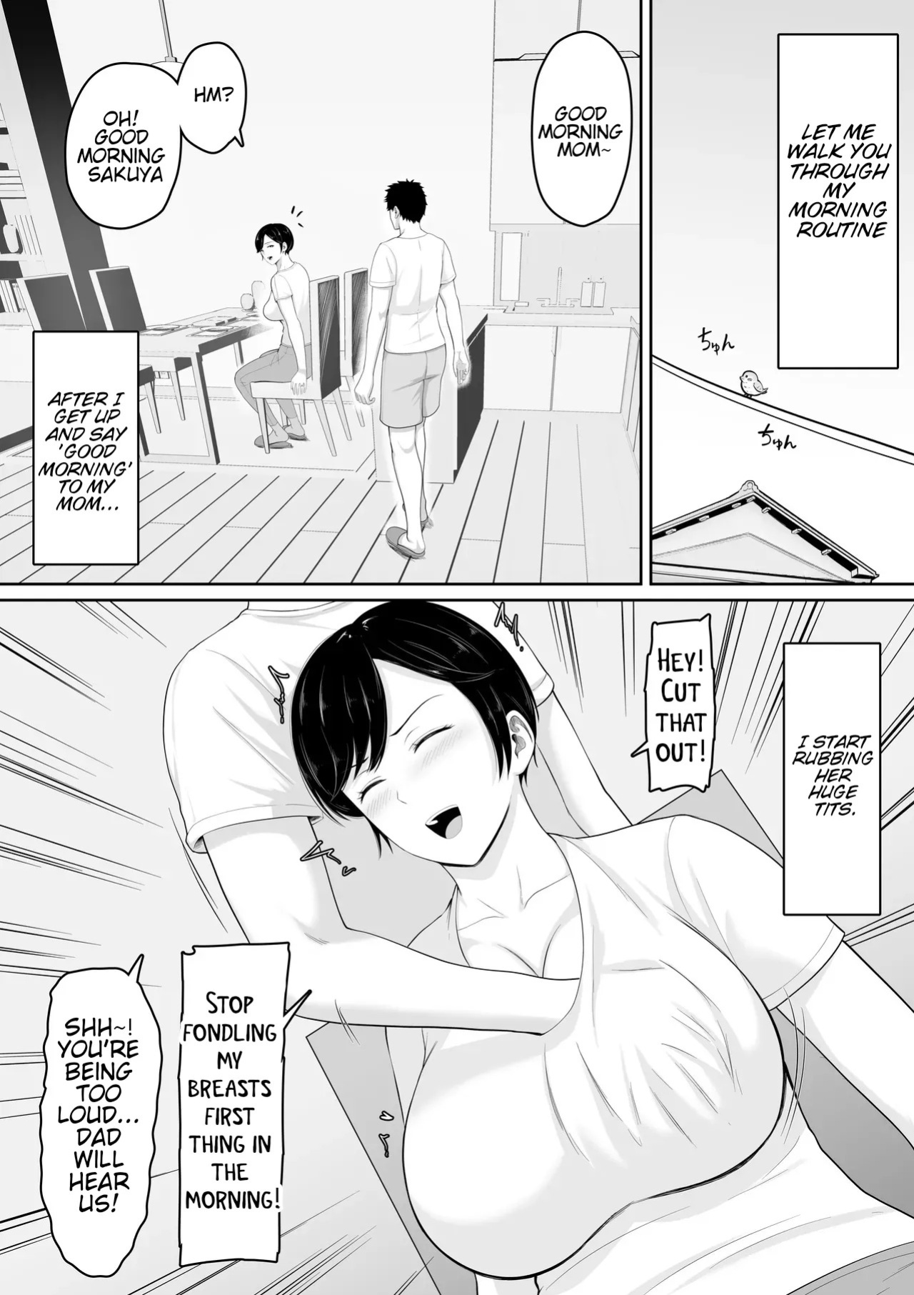 [Kuruto] Sexless no Kyonyuu Haha ni Nori de Kisaseta Mizugi ga Erosugita node Chichi no Kawari ni Chinpo Iretara Mainichi Nori de Nakadashi Sasetekureru You ni Natta Hanashi [English] [uncensored]