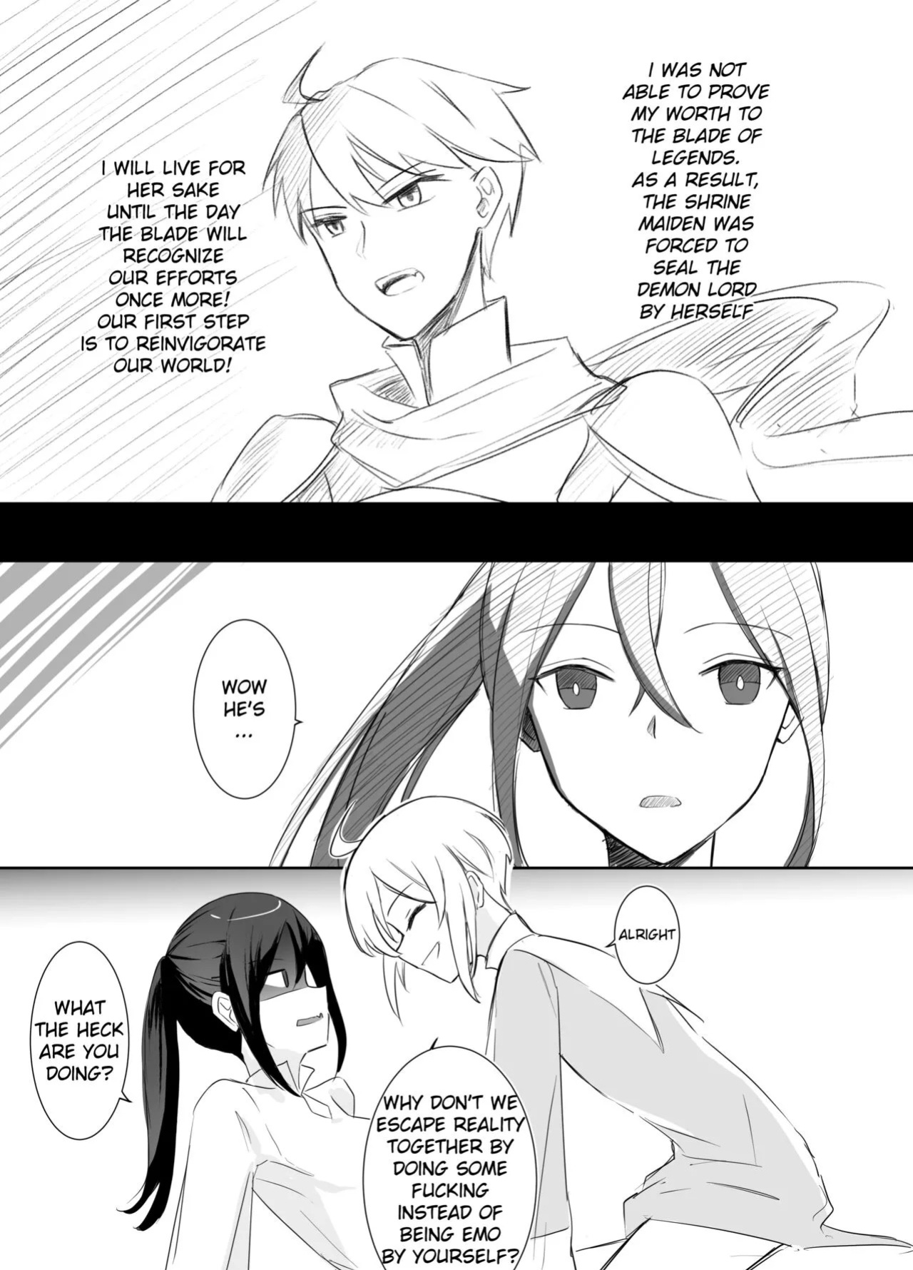 [Boukensha X no Sakaba (Boukensha C)] Maou Toubatsu Shippai Heroine Gisei Normal End de Utsu ni Natta Koutensei Futanari Kenshi to Otokonoko Shinkan no Hanashi | Crestfallen Futanari x Femboy Priest: Prepare to Cum Edition [English] [Decensored]