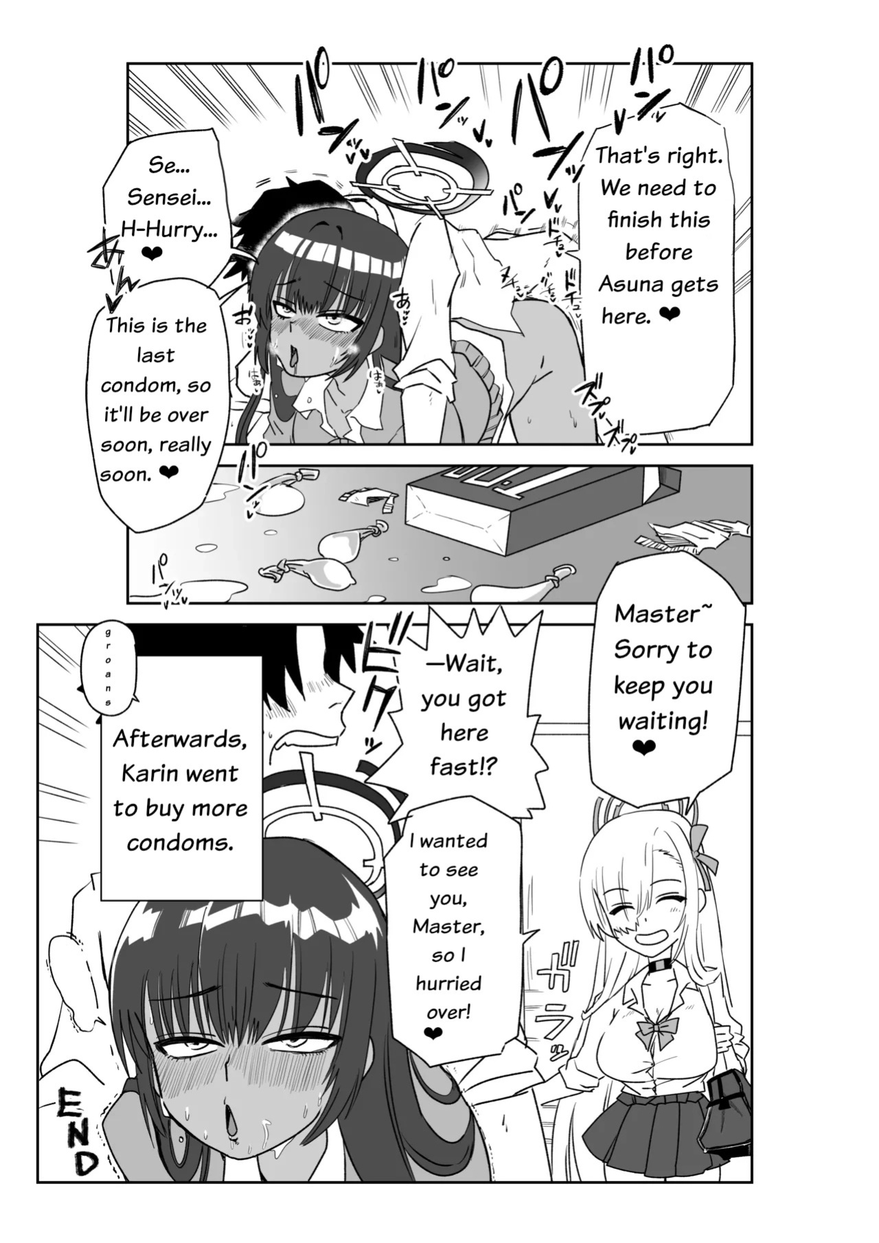 [Kyou Utamaro] Karin Assisting Sensei and Asuna Delivering a Forgotten Item (Blue Archive)