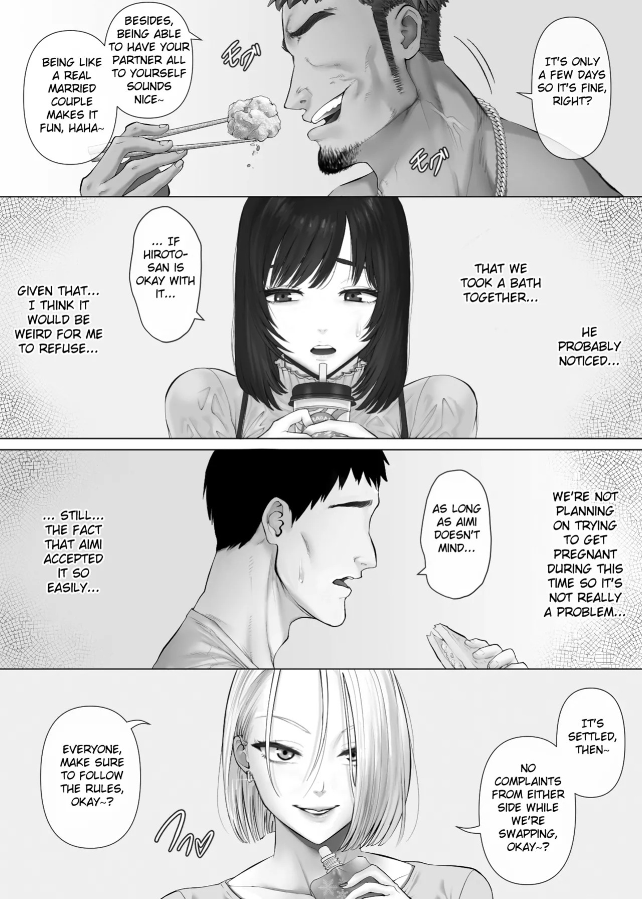 [Mitsumitsu Niku (Hikitogu)] LeveChi na Swapping 3 ~Honrosareru Fuufu Hen~ | Swapping on a Whole New Level 3 ~The Couple At The Mercy Of Others~ [English] [Fated Circle]