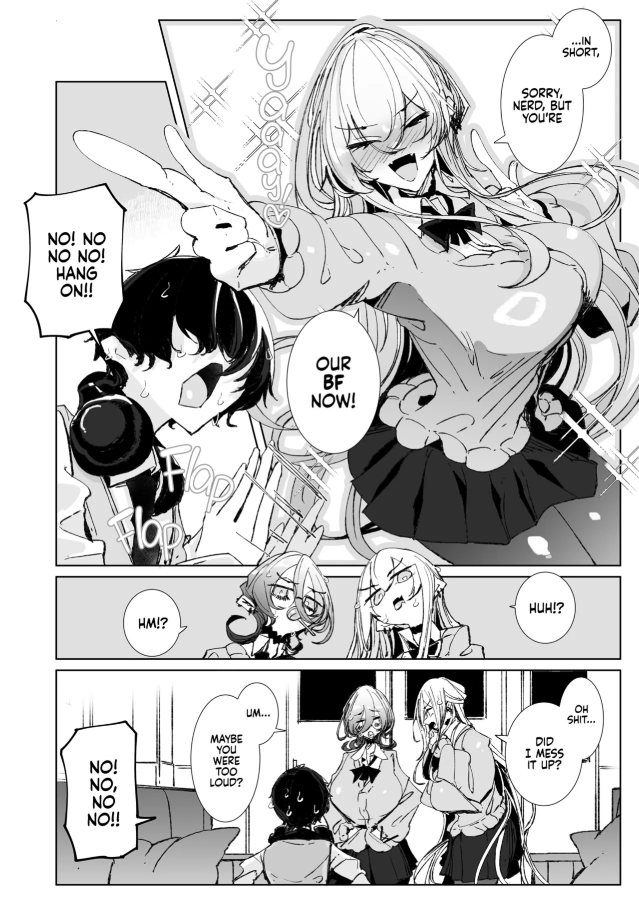 [Metro Notes (Tsumetoro)] Ja, Kyou kara Otaku-kun wa Watashi-tachi no Karepitte Koto de! | Sorry, Nerd, but You're Our BF Now! [English] {2d-market.com} [Decensored] [Digital]