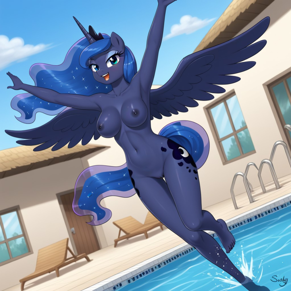 Anthro My Little Pony XXX Part 13-AI Generated(Pool Diving Edition)
