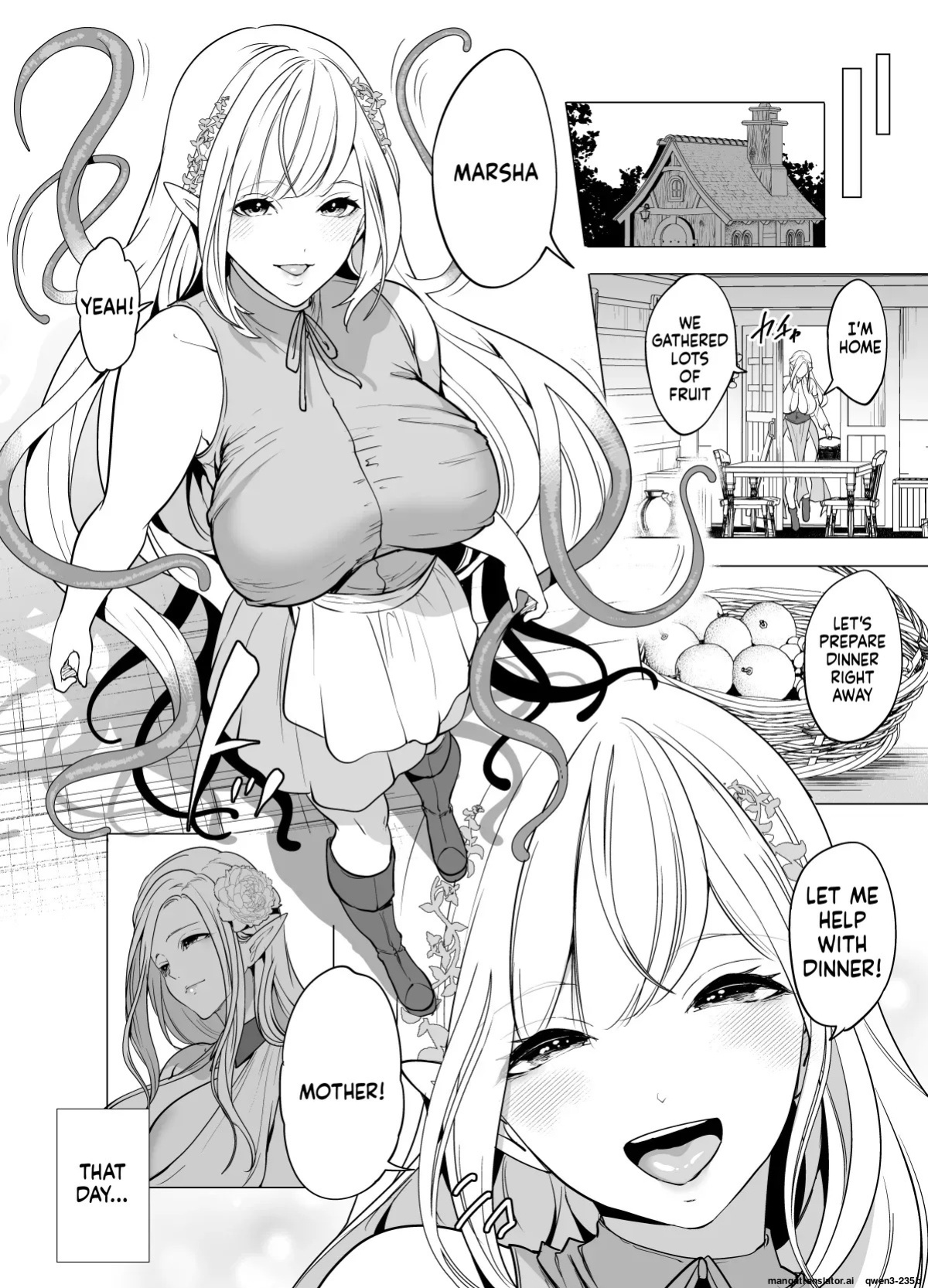 [Miyahara Ayumu] Shokushu to Kankaku Kyouyuu shite Hara nda Elf Oyako no Junan (SCANMTL)
