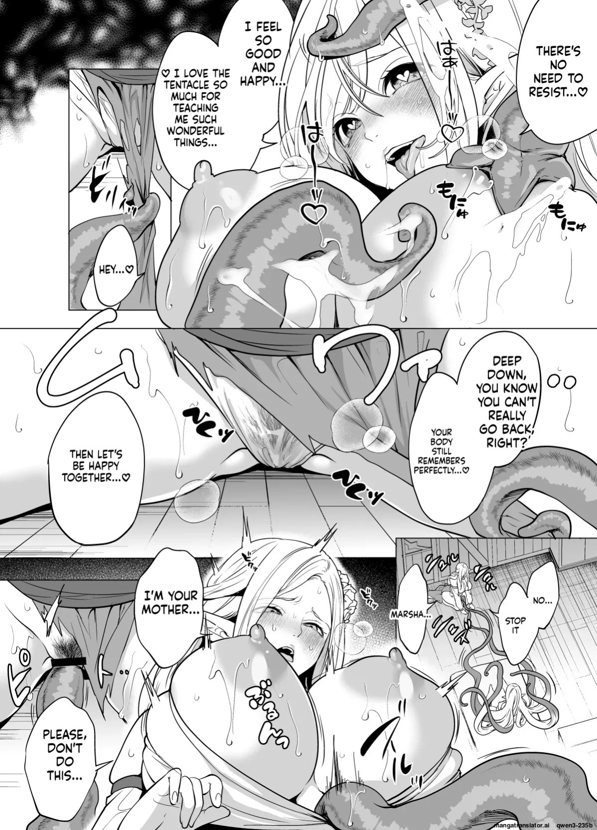 [Miyahara Ayumu] Shokushu to Kankaku Kyouyuu shite Hara nda Elf Oyako no Junan (SCANMTL)