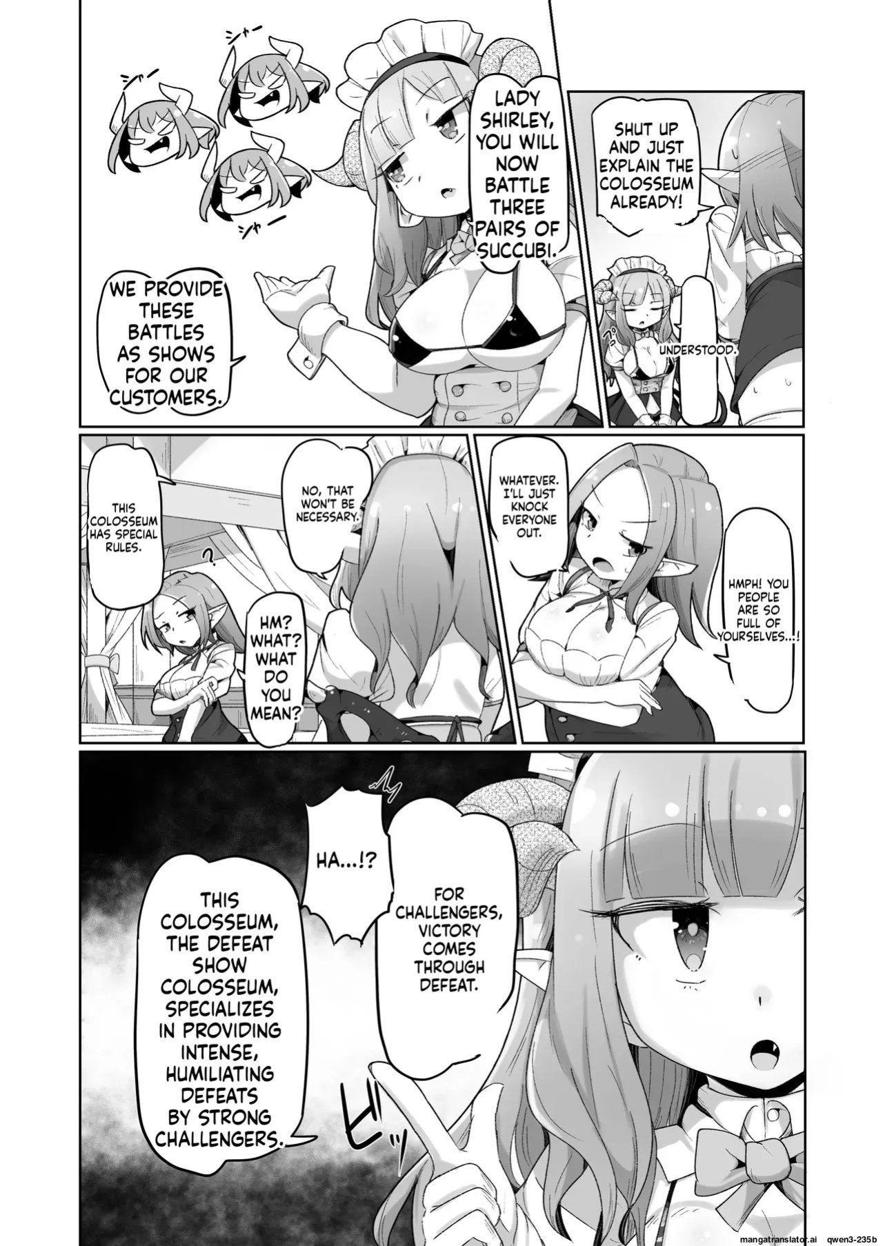 [Echie Kokufuku Aka (Monota)] Haiboku Show Colosseum 1 Kaisenme Tsuyo Tsuyo Majutsushi-chan VS Shintai Kaihatsu ga Tokuina Shou Akuma Succubus-chan (SCANMTL)